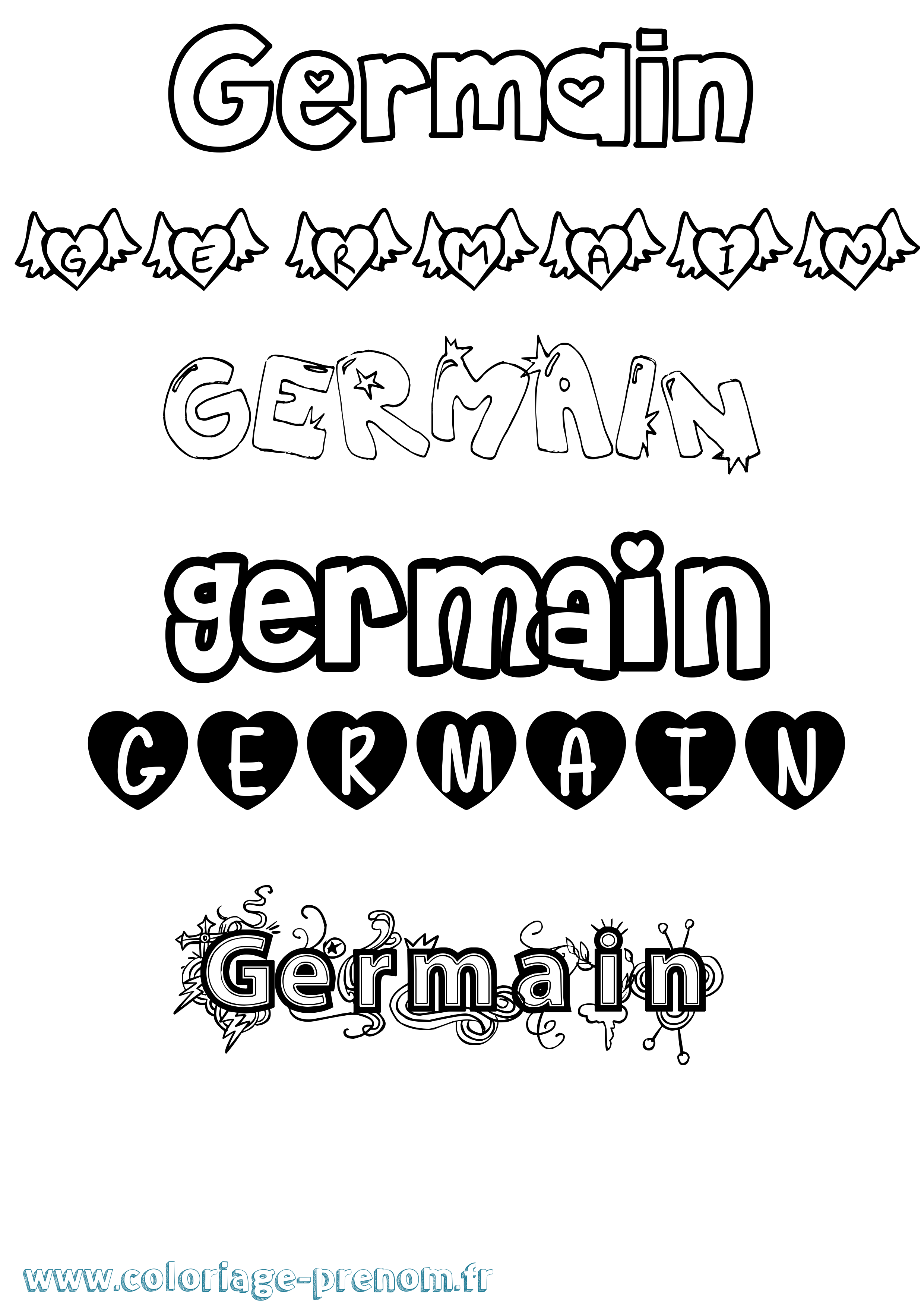 Coloriage prénom Germain Girly