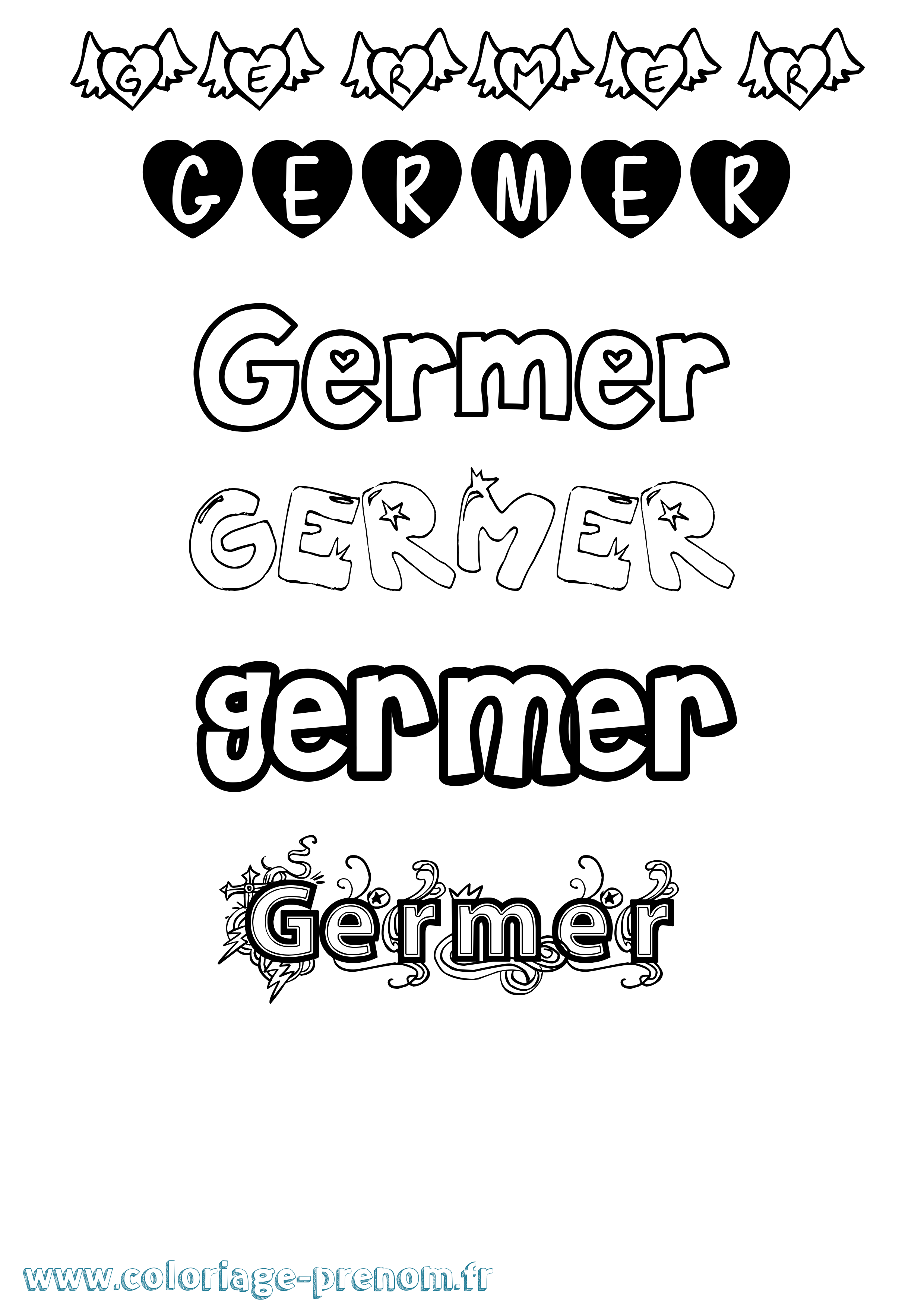 Coloriage prénom Germer Girly