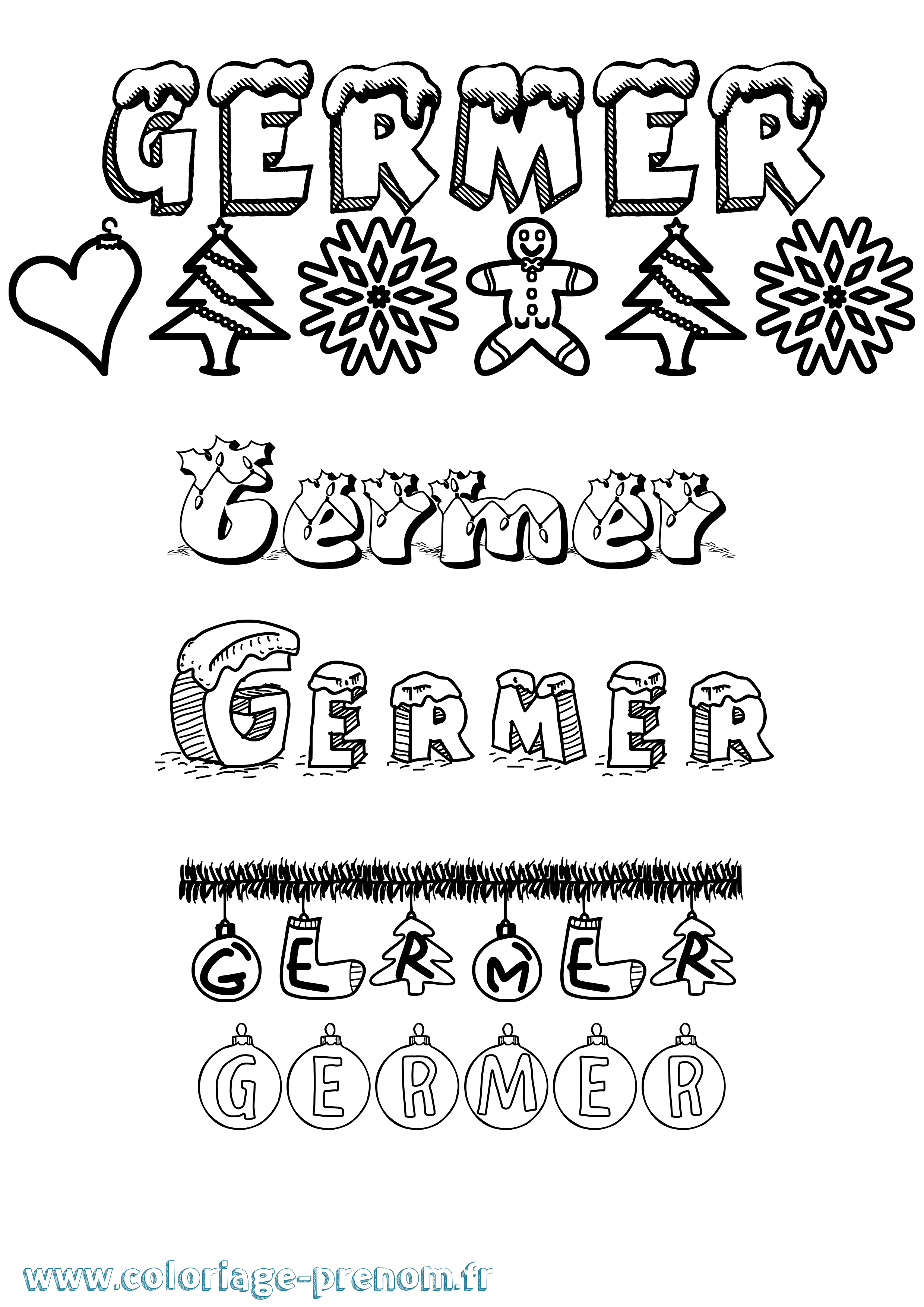 Coloriage prénom Germer Noël