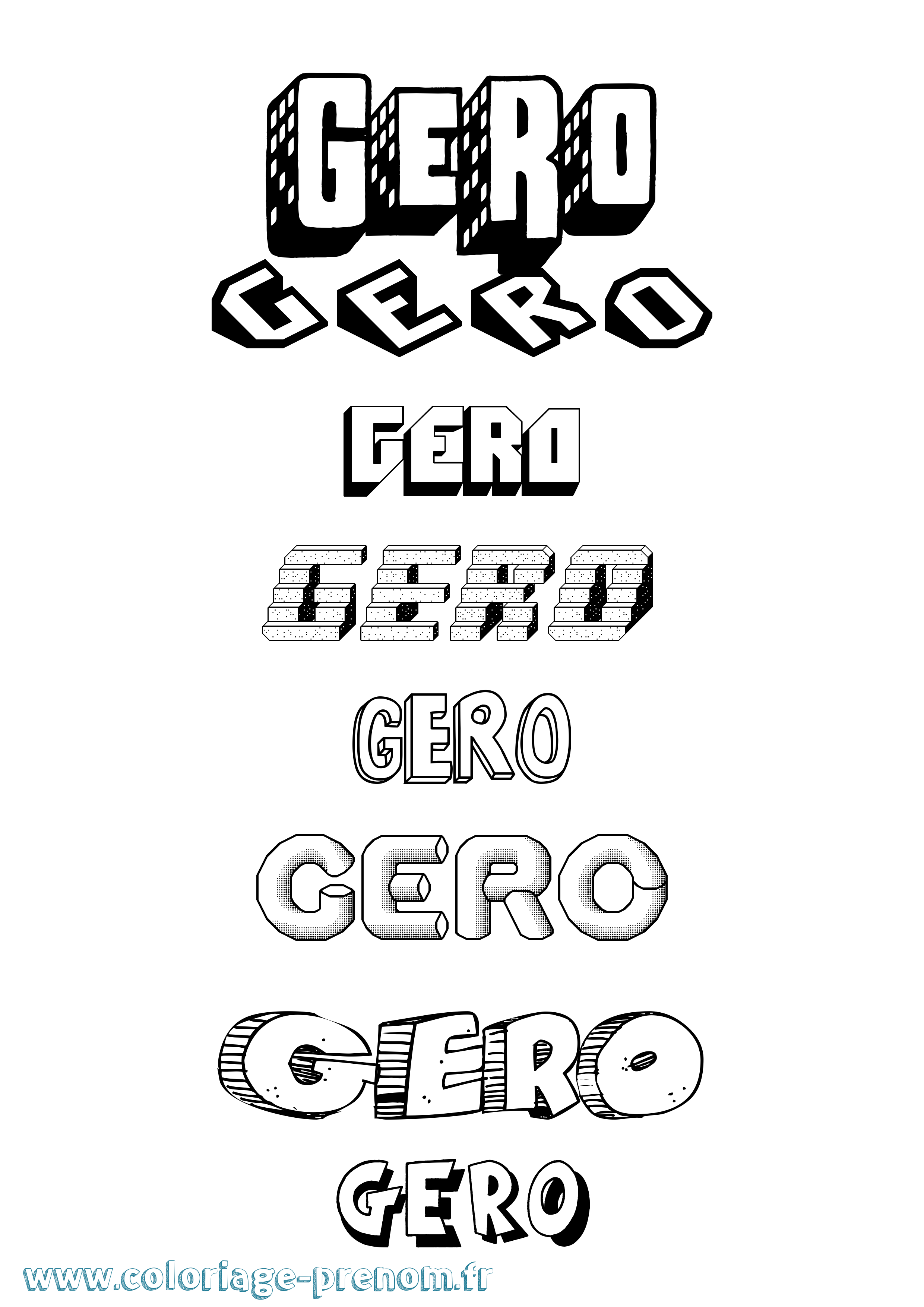 Coloriage prénom Gero Effet 3D