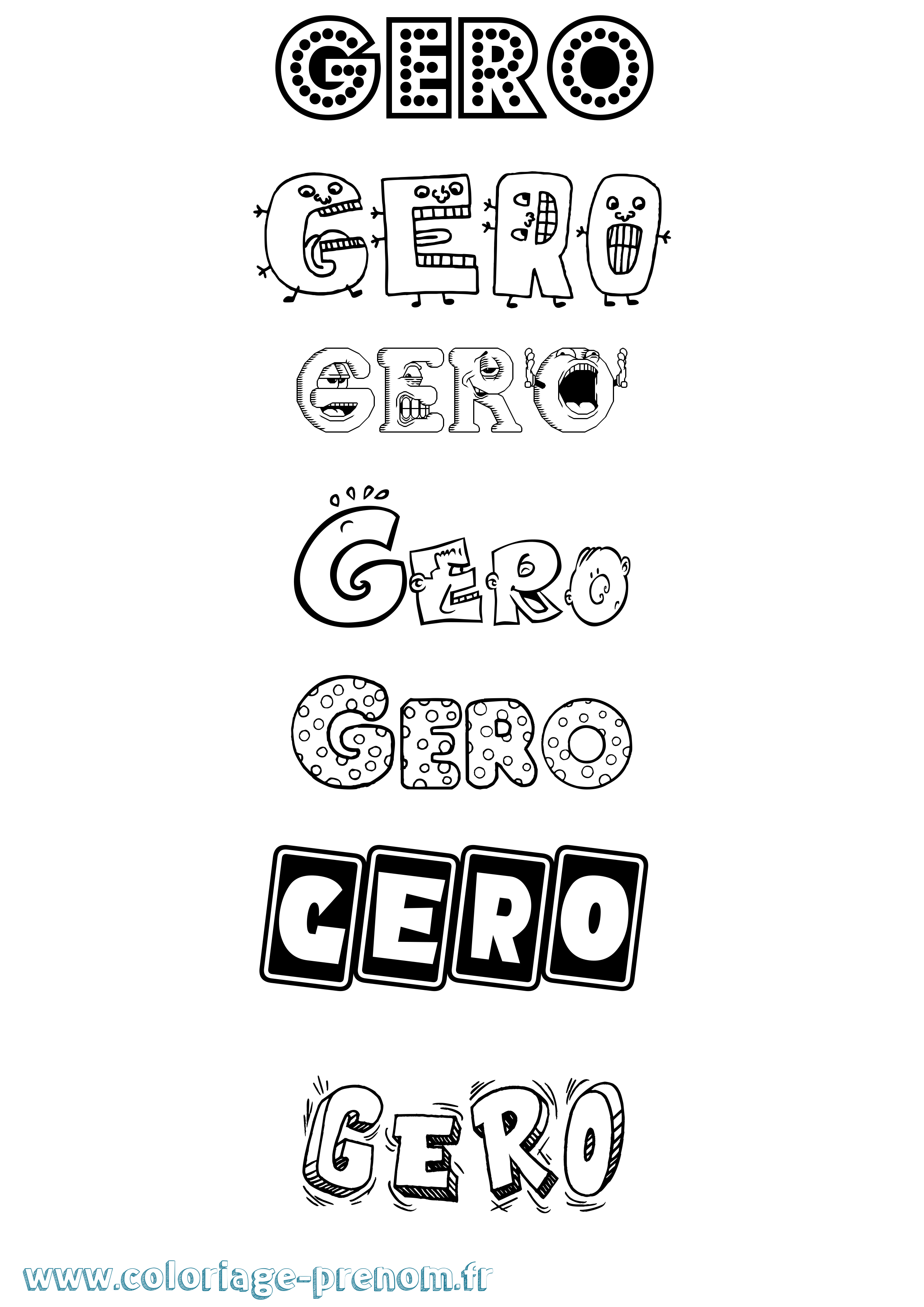 Coloriage prénom Gero Fun