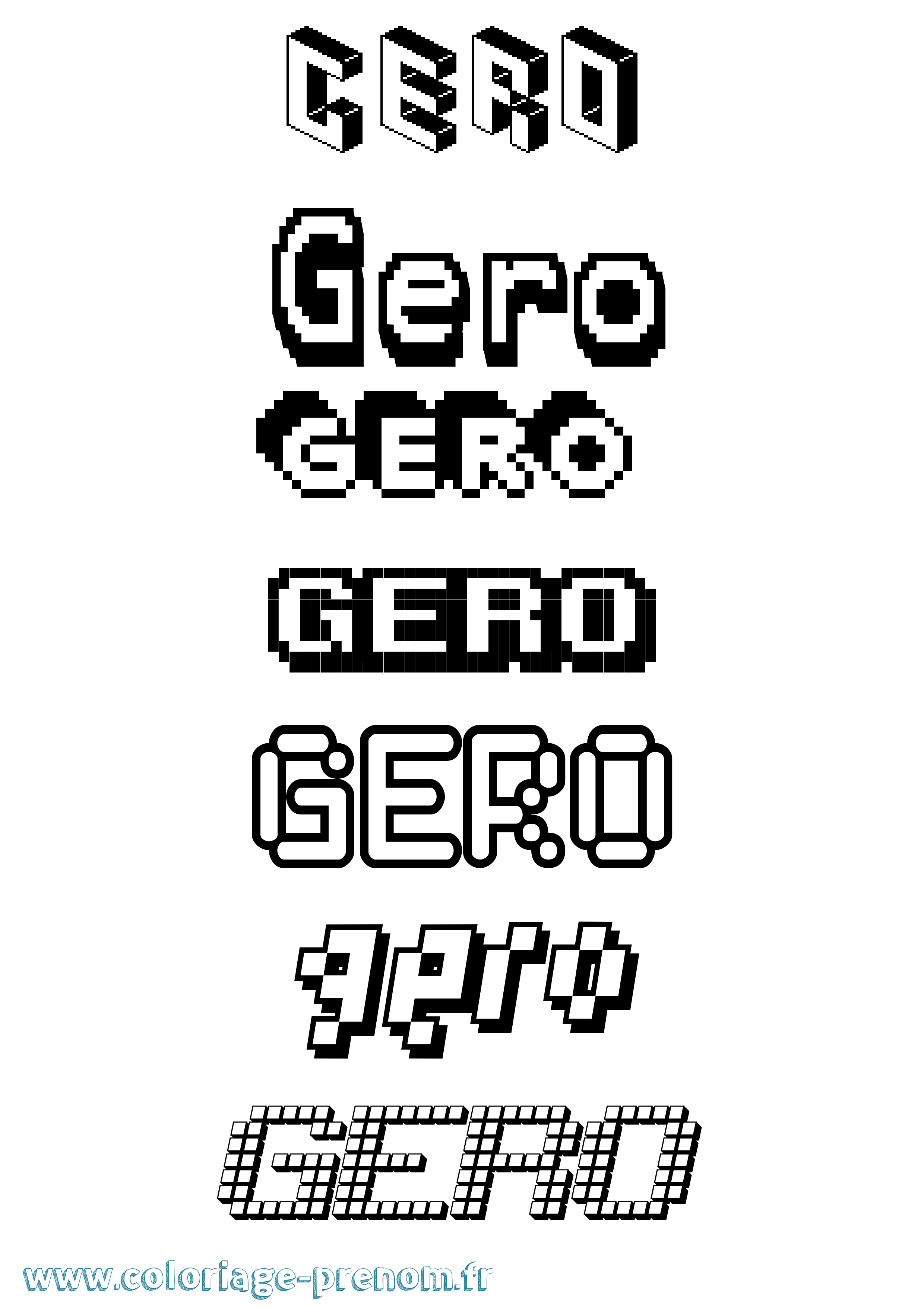 Coloriage prénom Gero Pixel