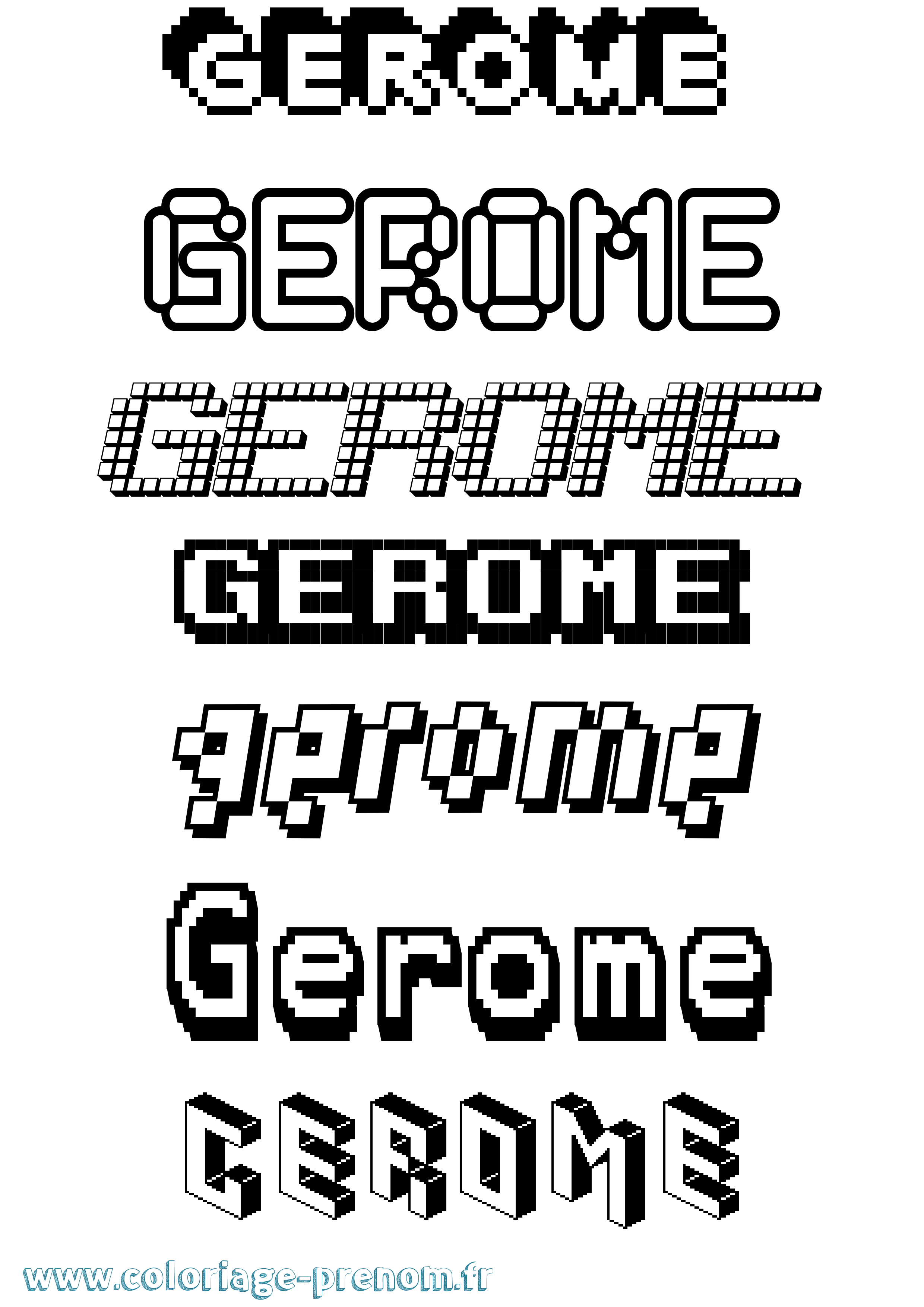 Coloriage prénom Gerome Pixel