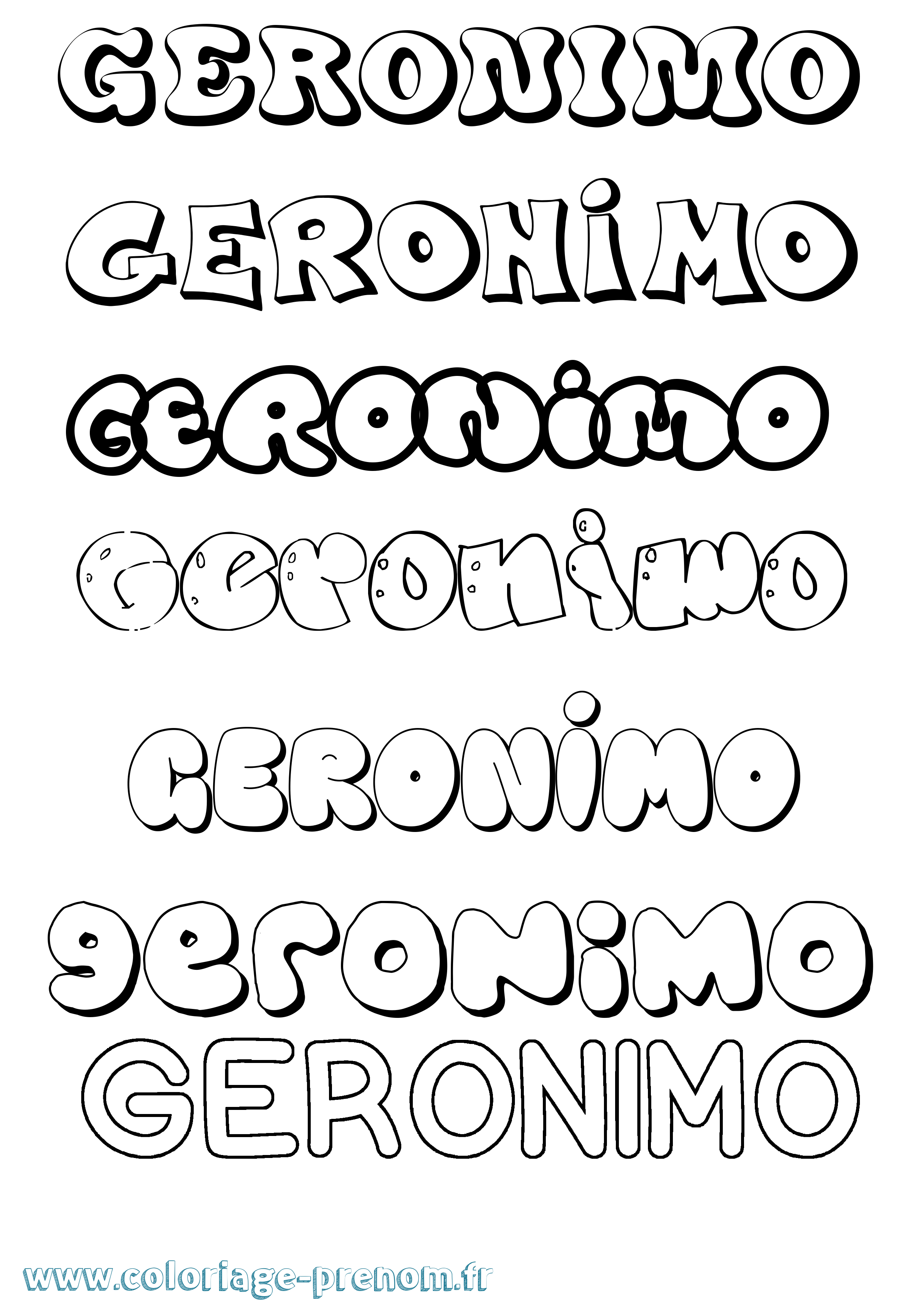 Coloriage prénom Geronimo Bubble