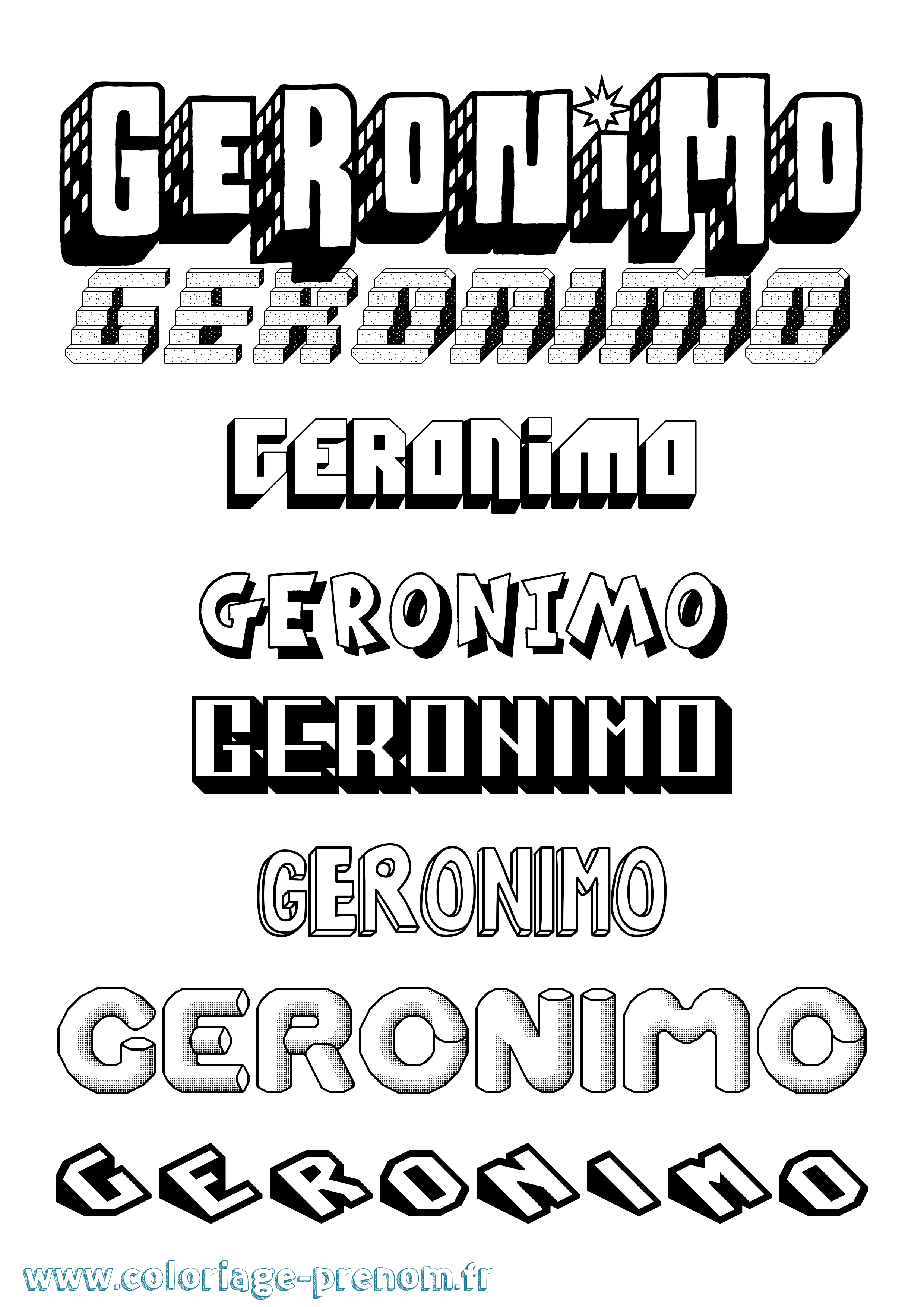 Coloriage prénom Geronimo Effet 3D