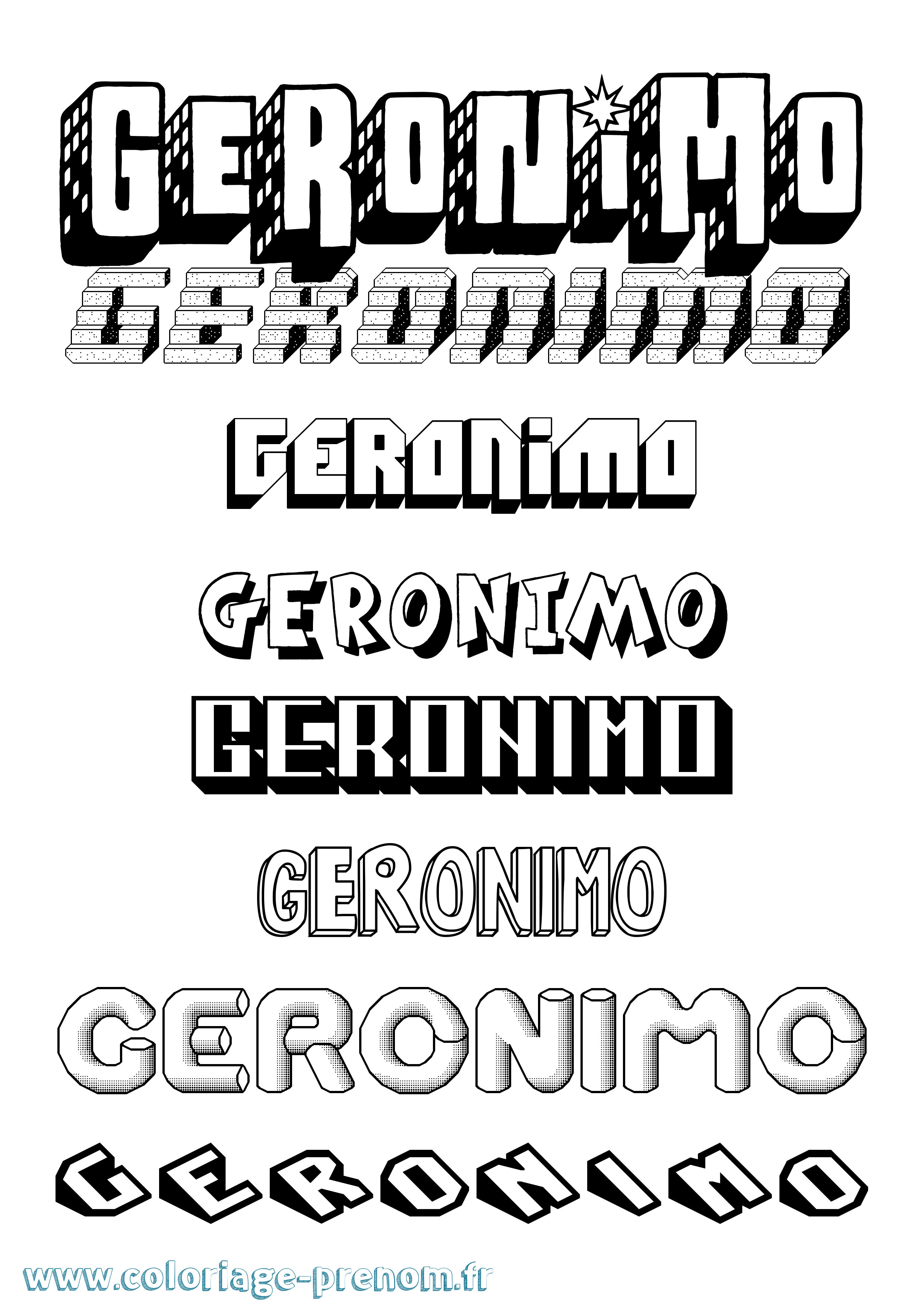 Coloriage Geronimo Effet 3D Coloriage prénom Geronimo Effet 3D