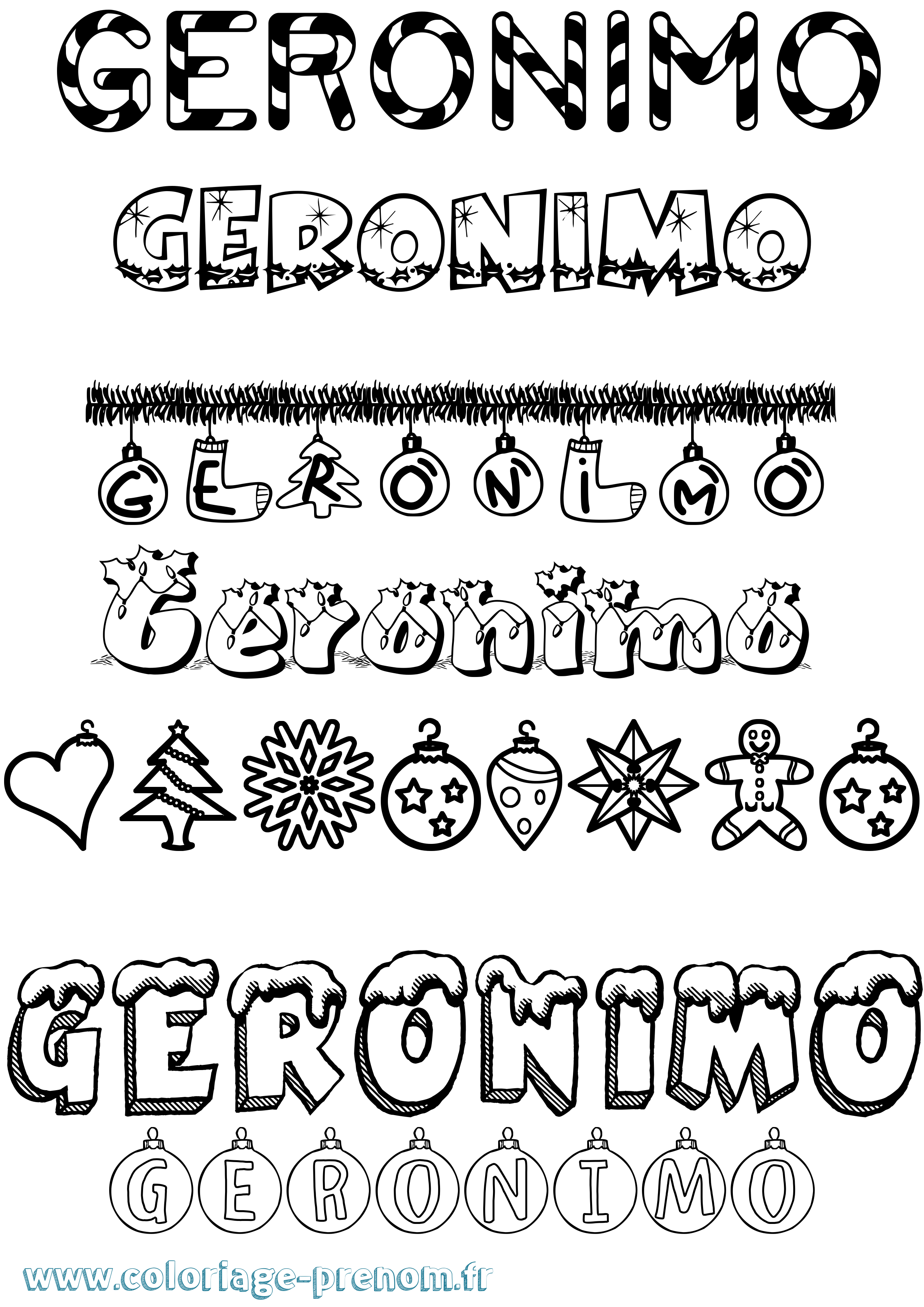 Coloriage Geronimo Noël Coloriage prénom Geronimo Noël