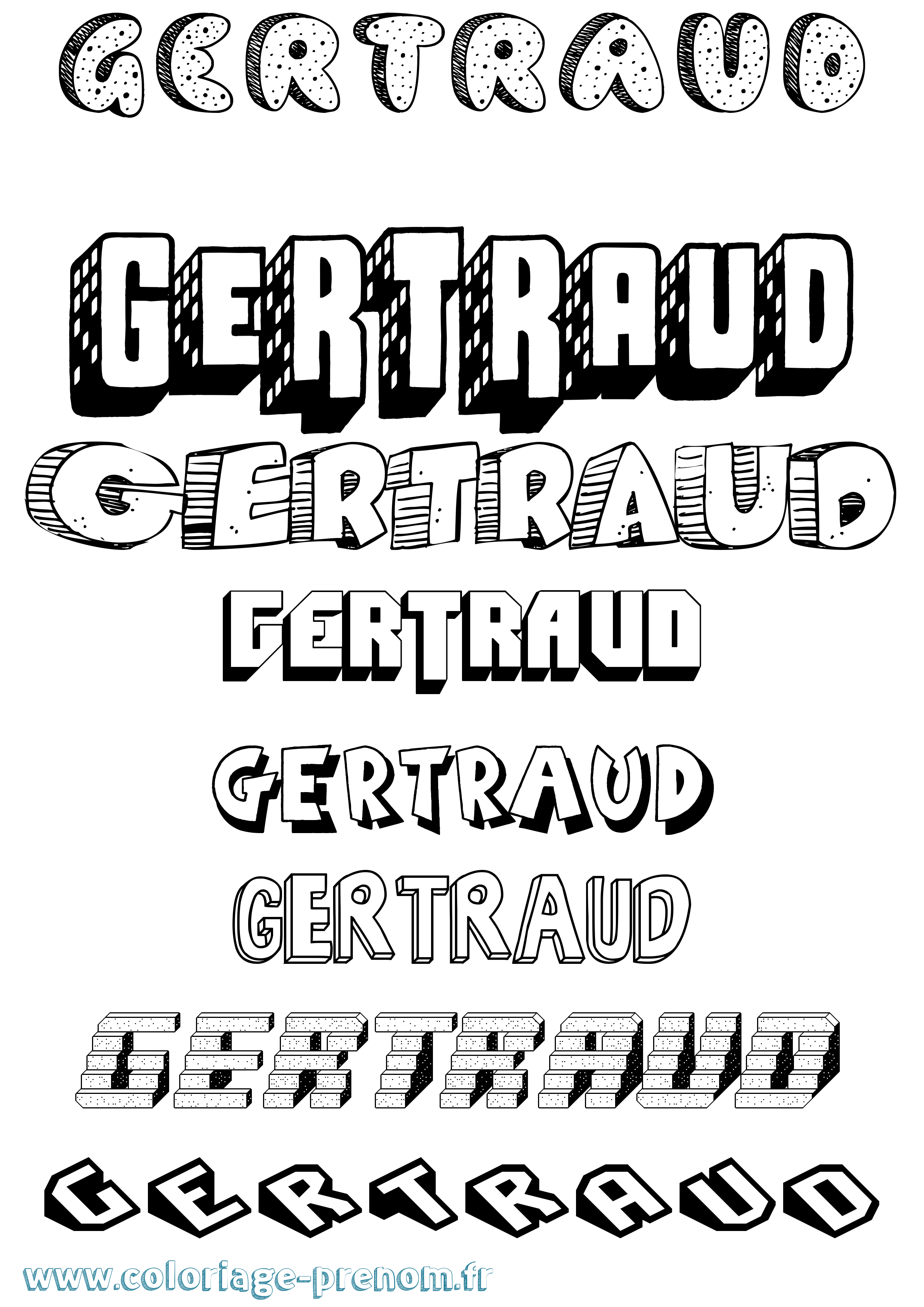 Coloriage prénom Gertraud Effet 3D