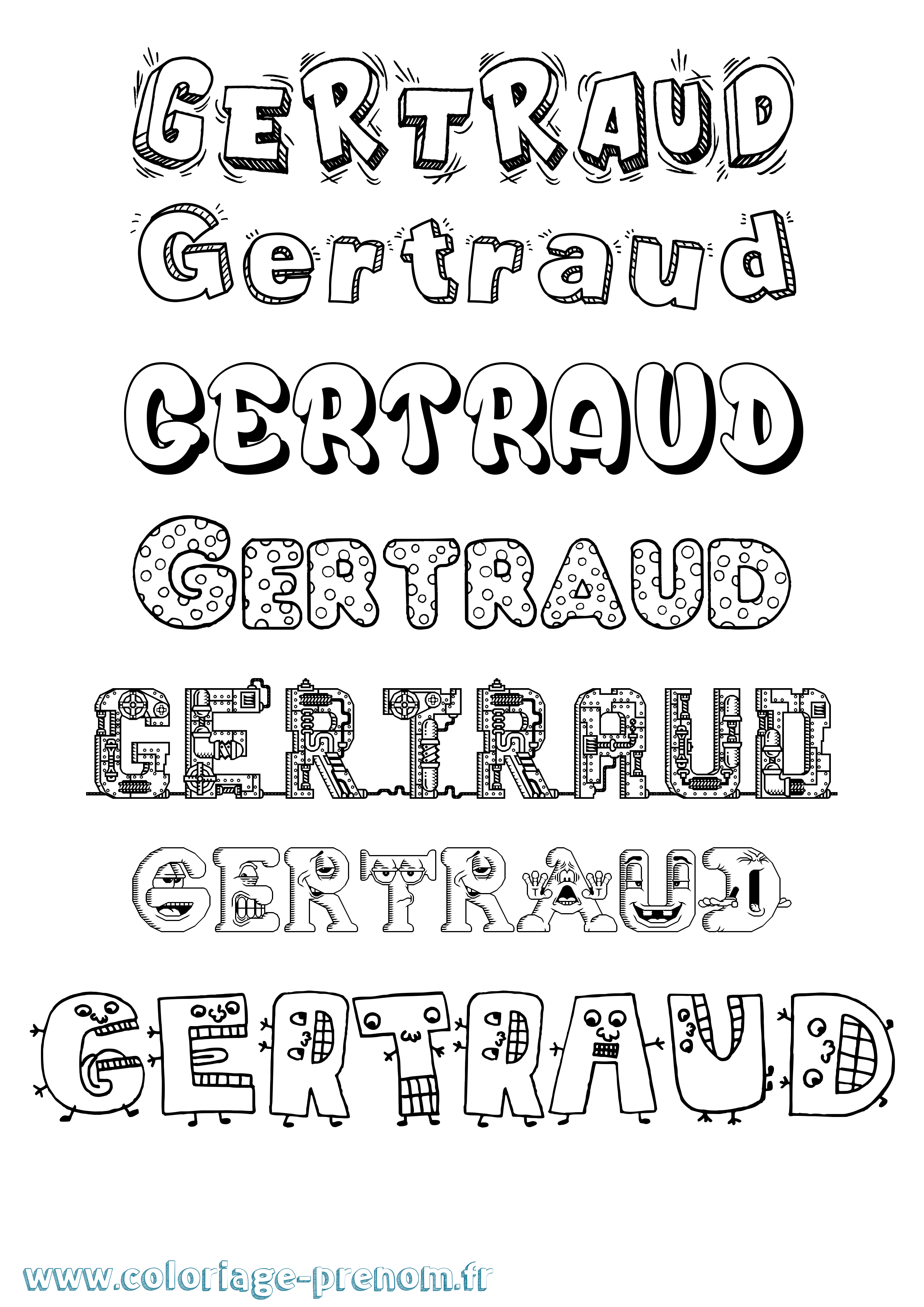 Coloriage prénom Gertraud Fun