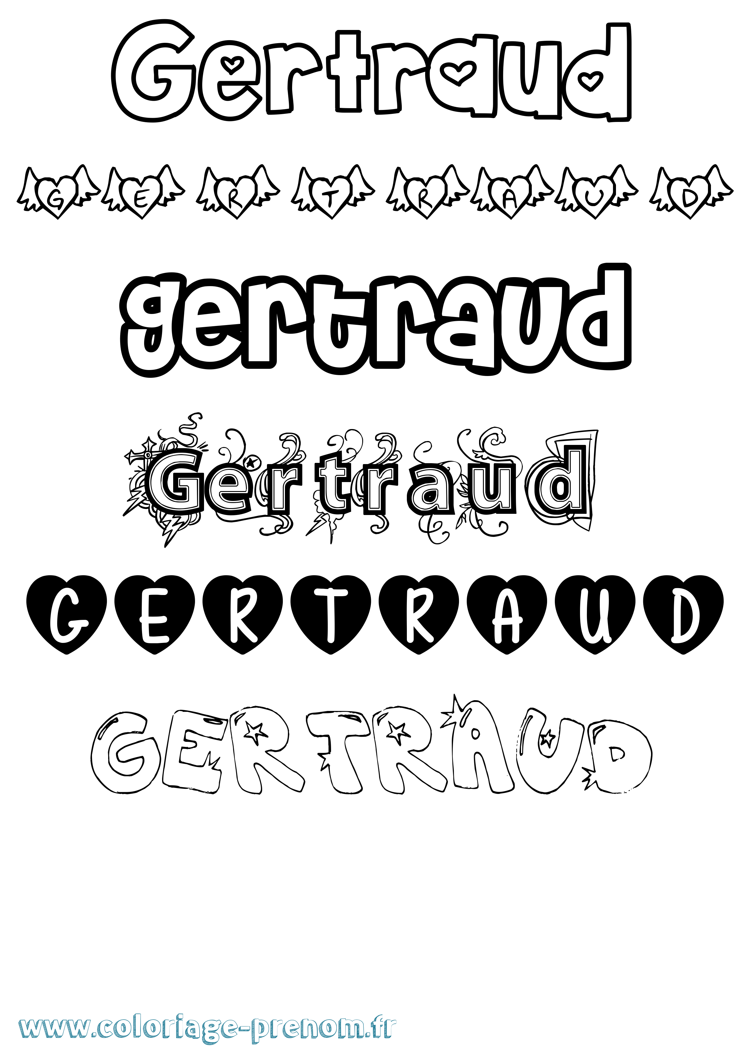 Coloriage prénom Gertraud Girly