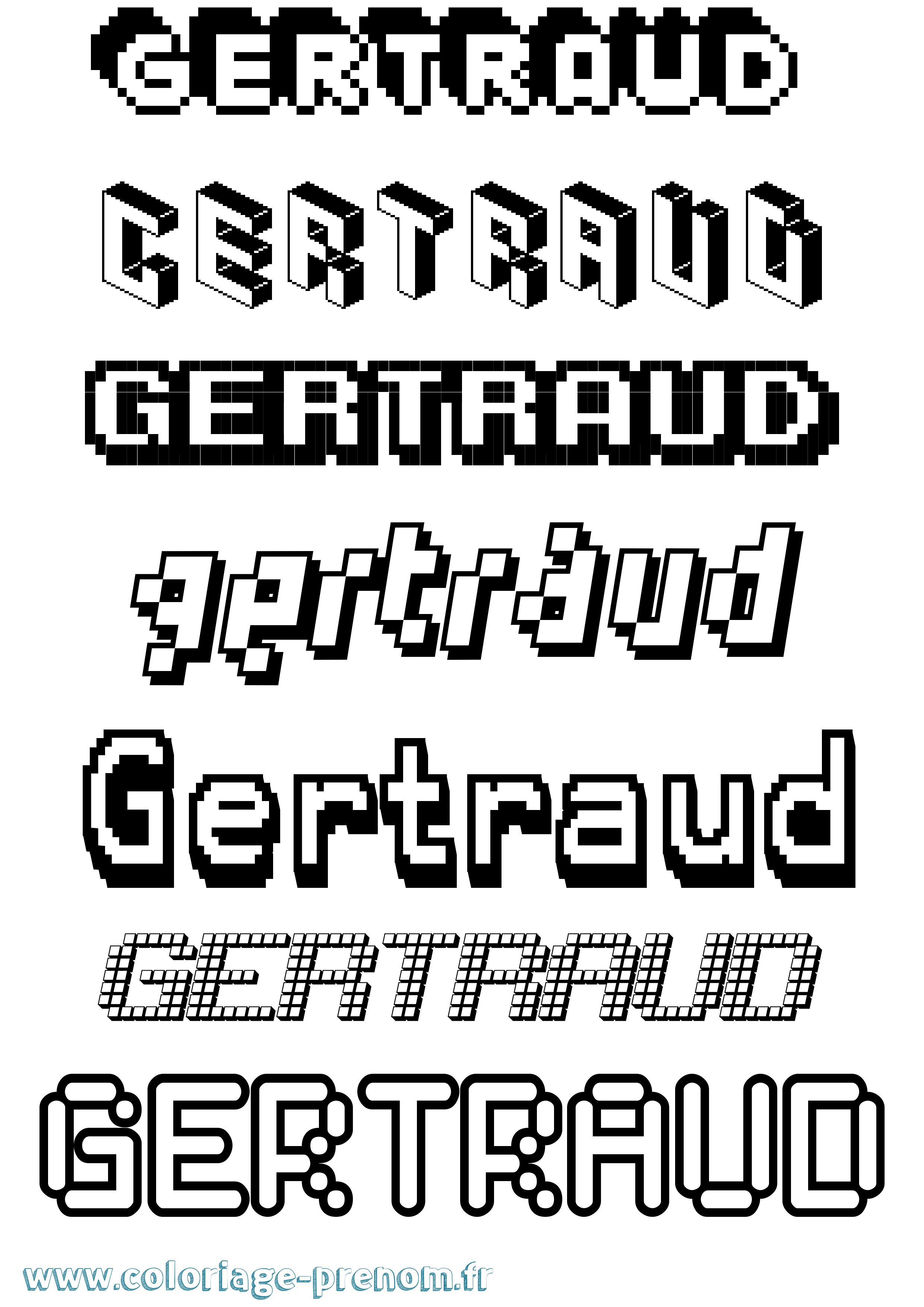Coloriage prénom Gertraud Pixel