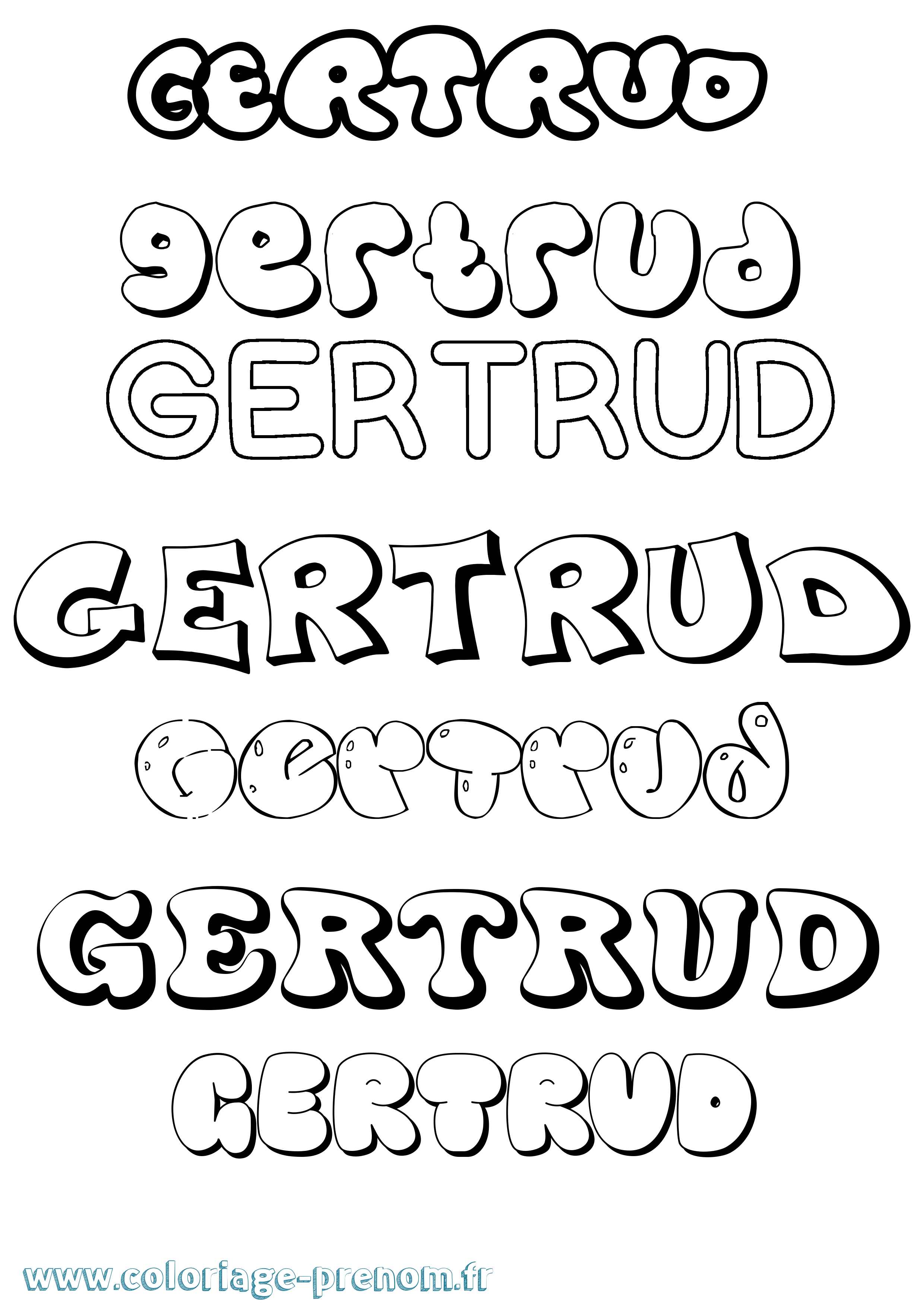 Coloriage prénom Gertrud Bubble