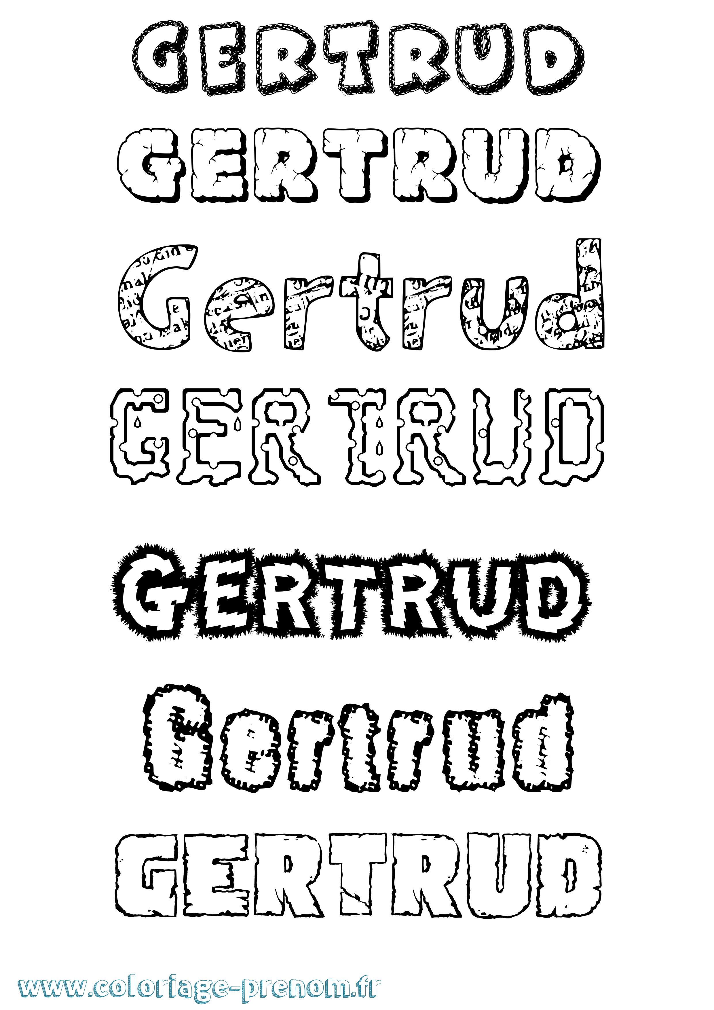 Coloriage prénom Gertrud Destructuré