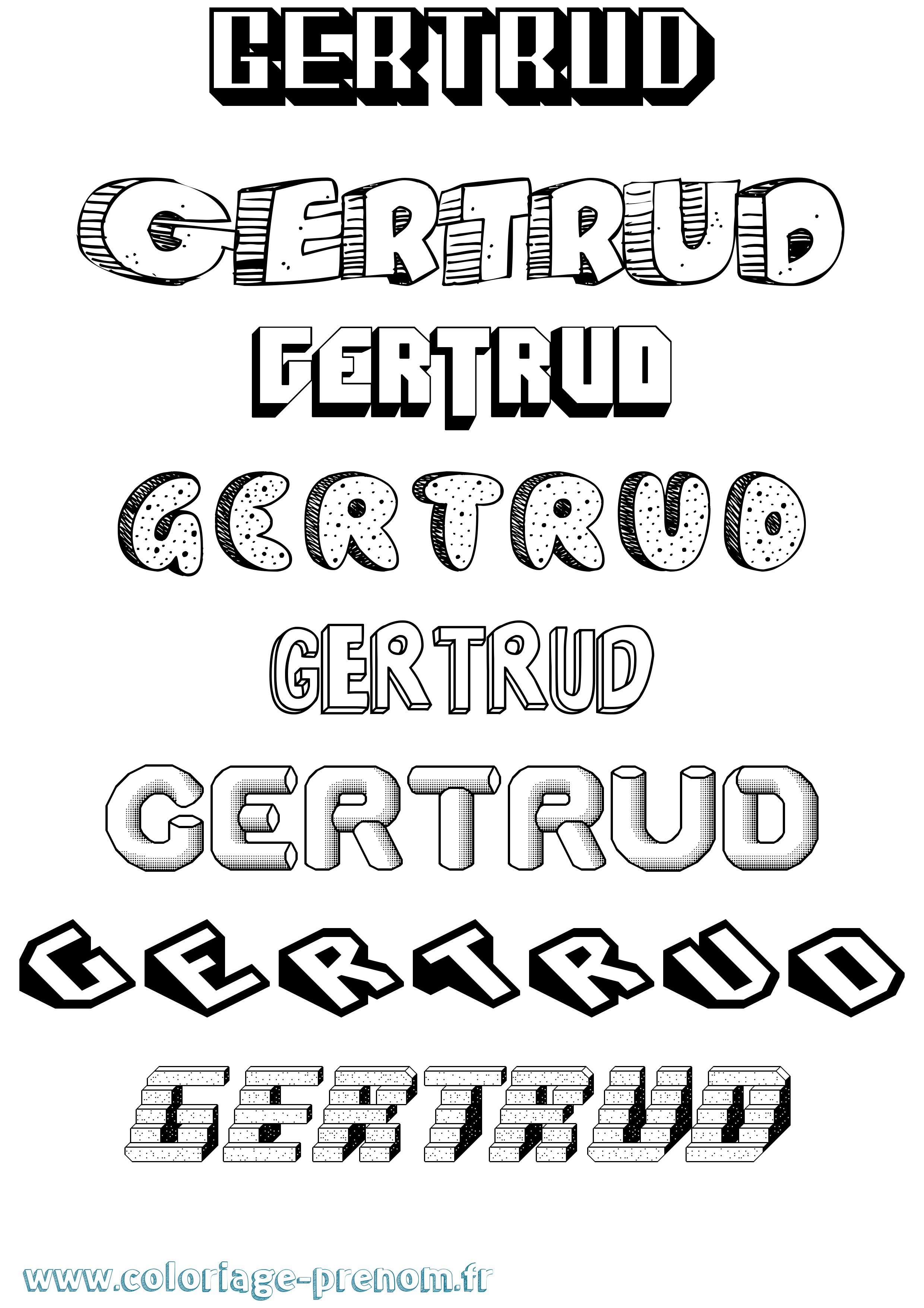 Coloriage prénom Gertrud Effet 3D