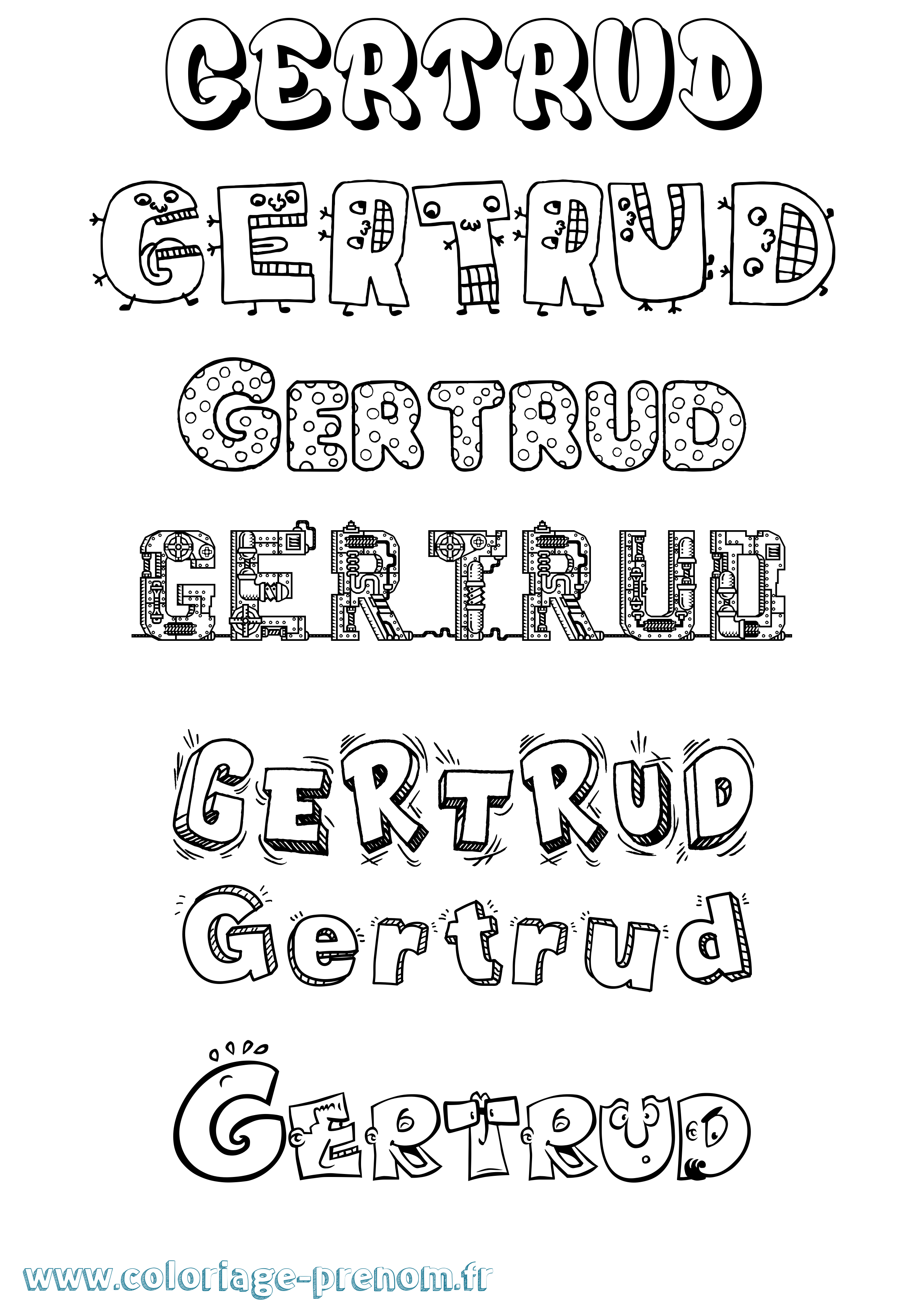 Coloriage prénom Gertrud Fun