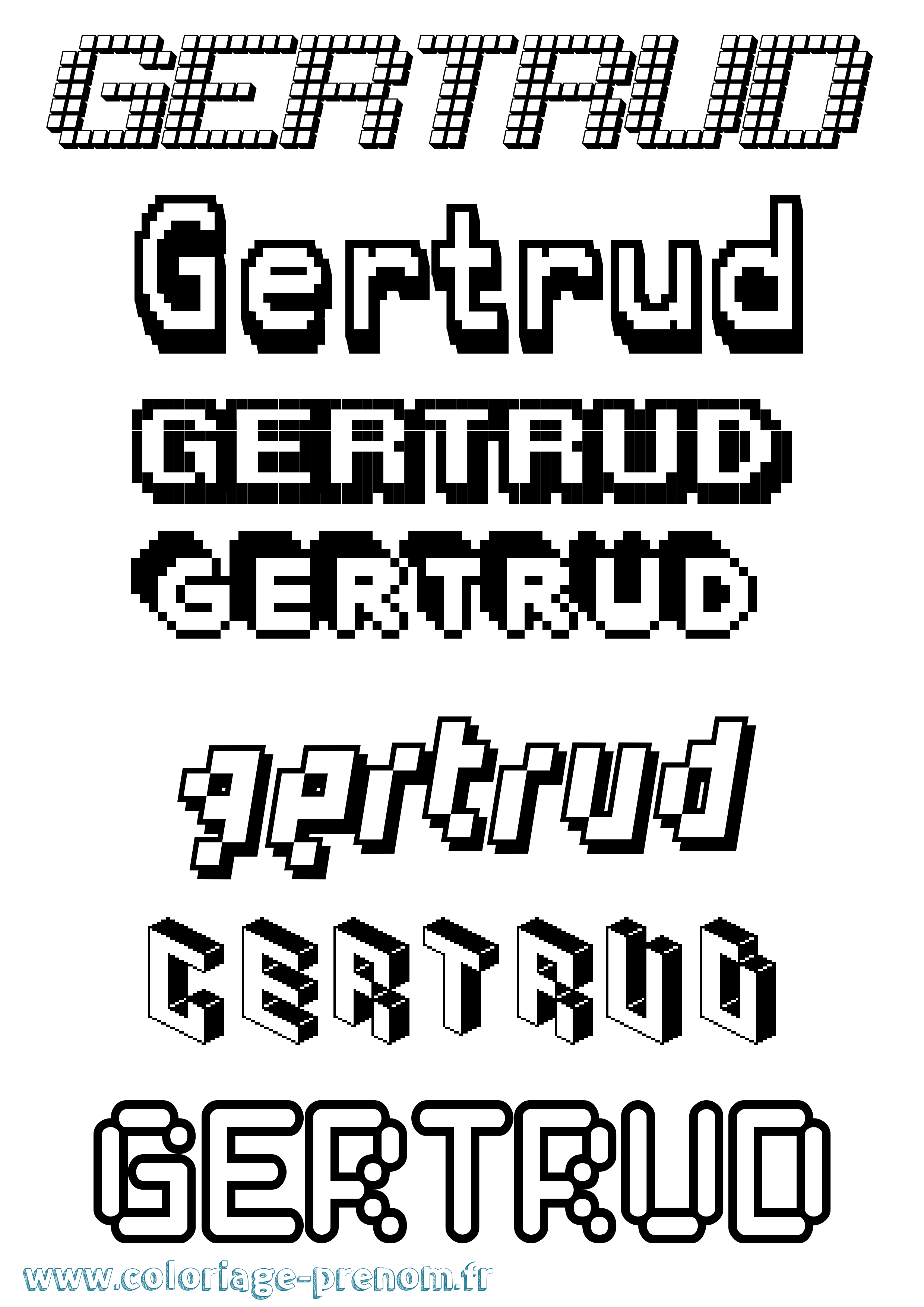 Coloriage prénom Gertrud Pixel