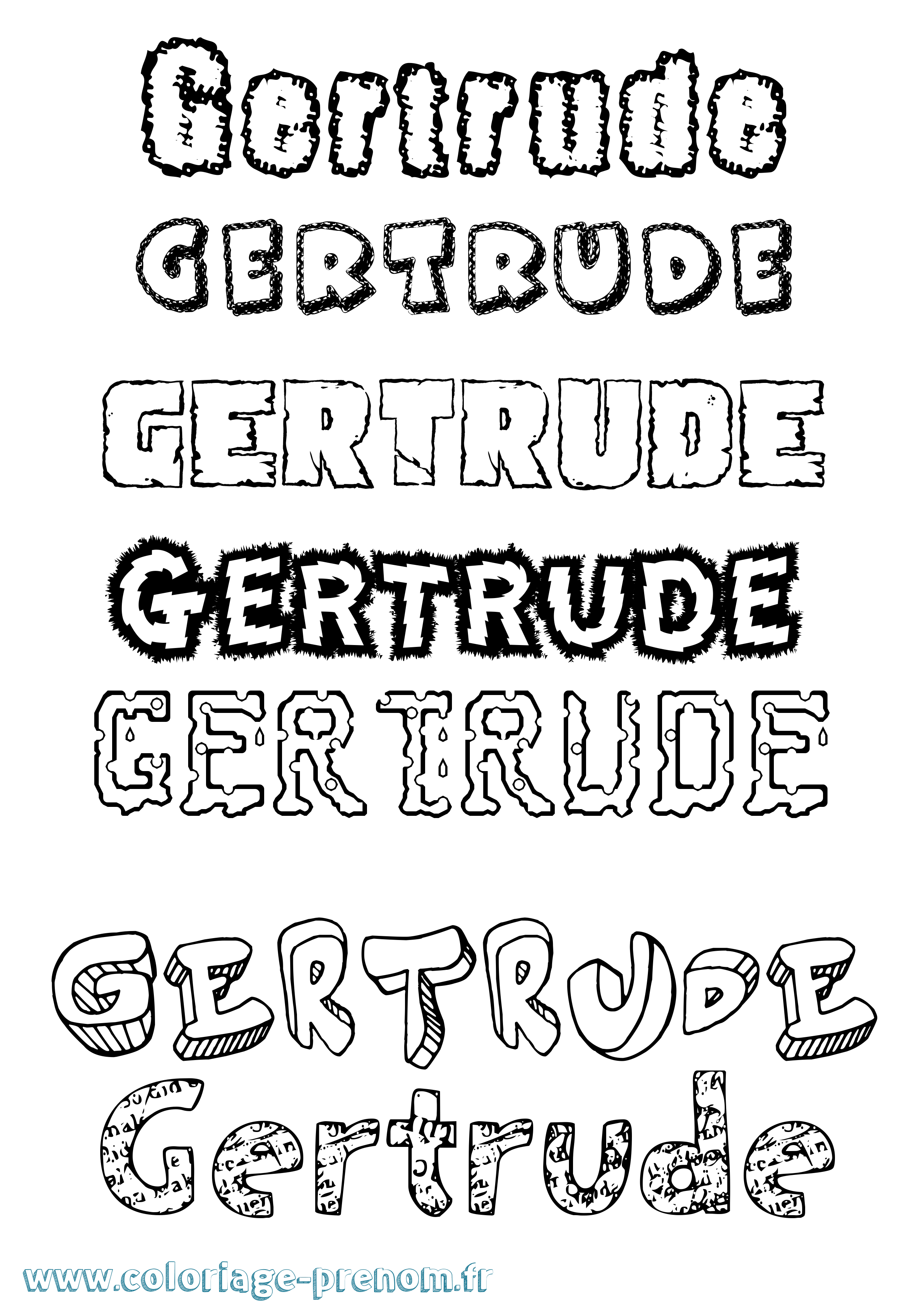 Coloriage prénom Gertrude Destructuré