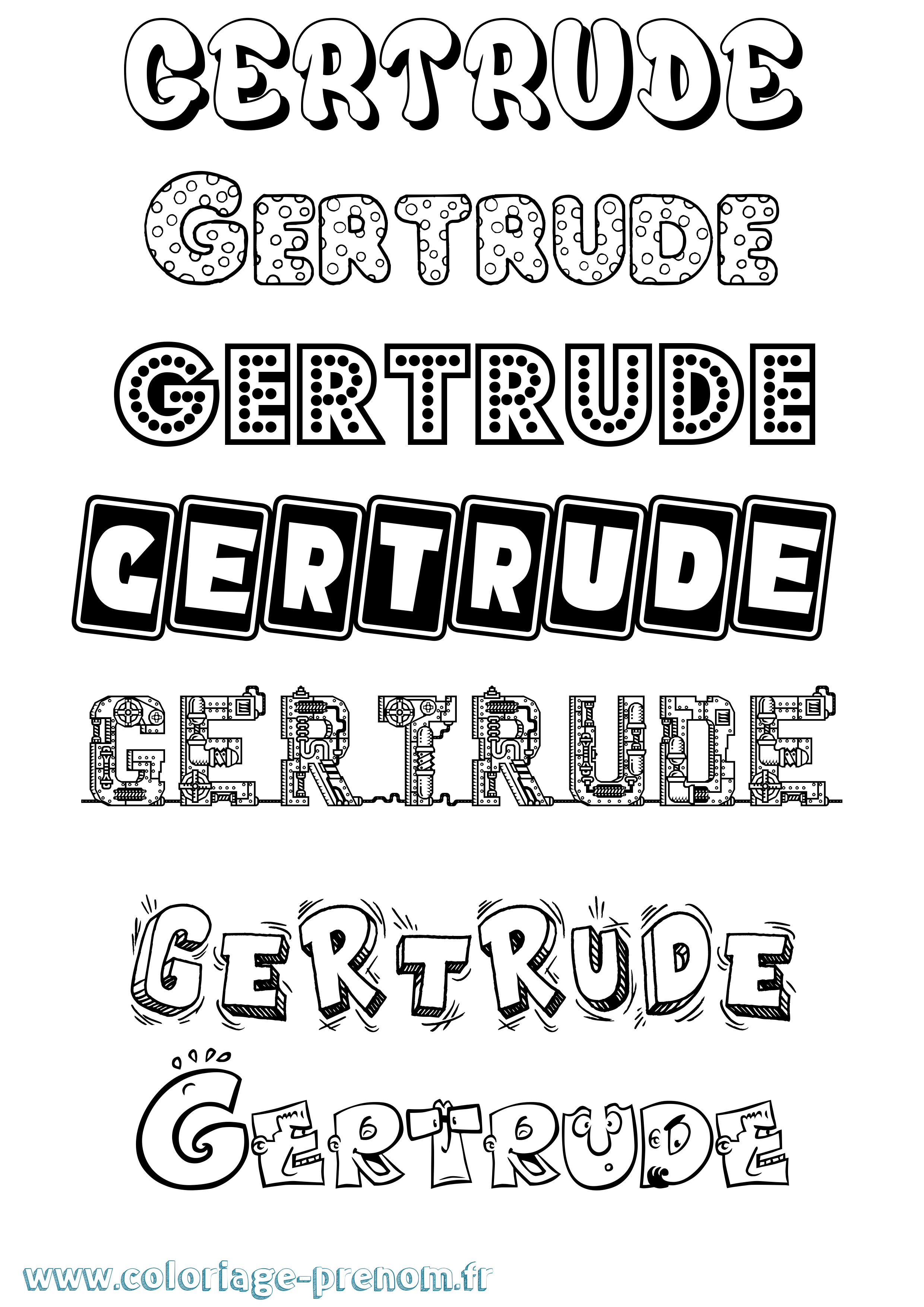 Coloriage prénom Gertrude Fun