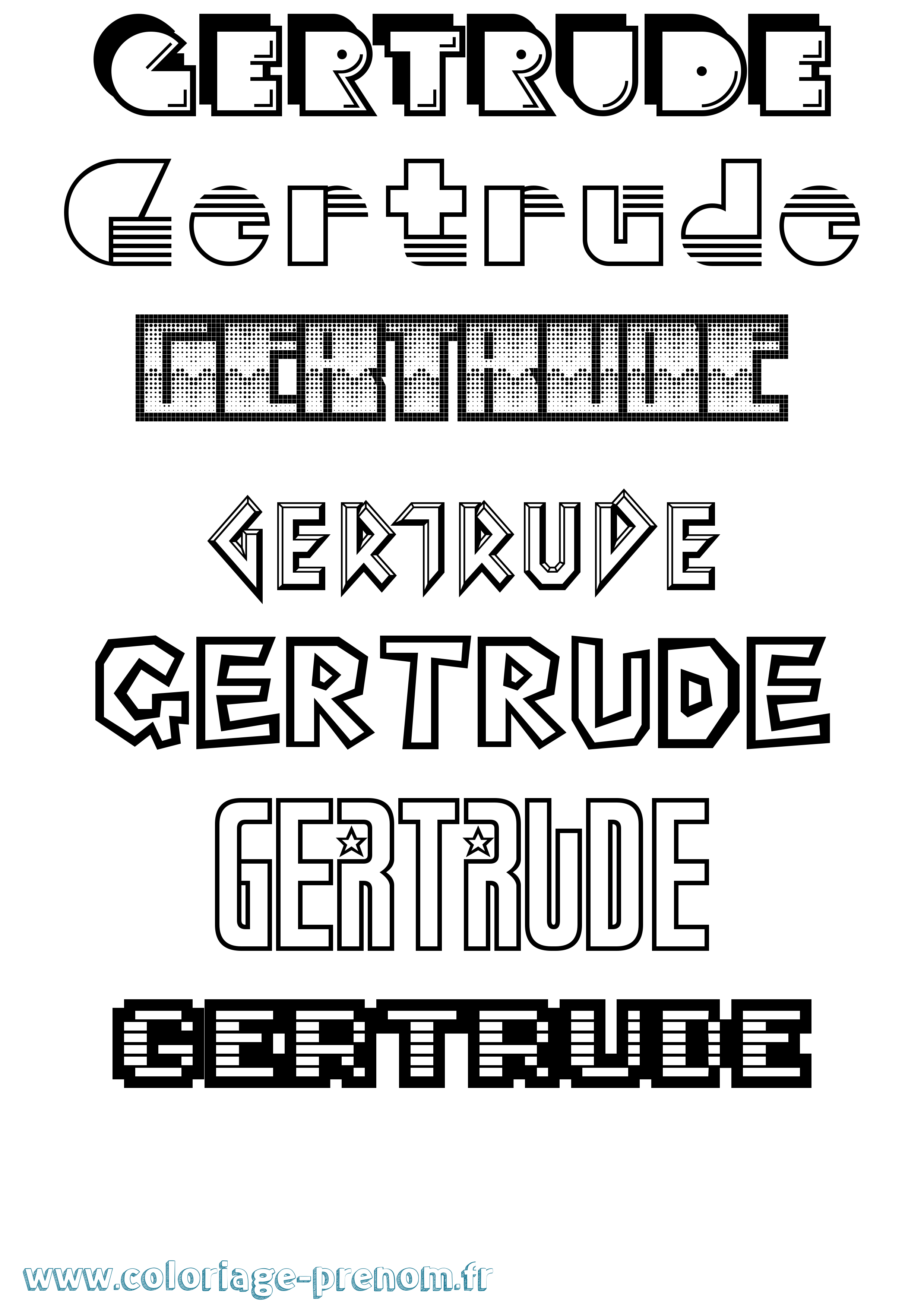 Coloriage prénom Gertrude Jeux Vidéos
