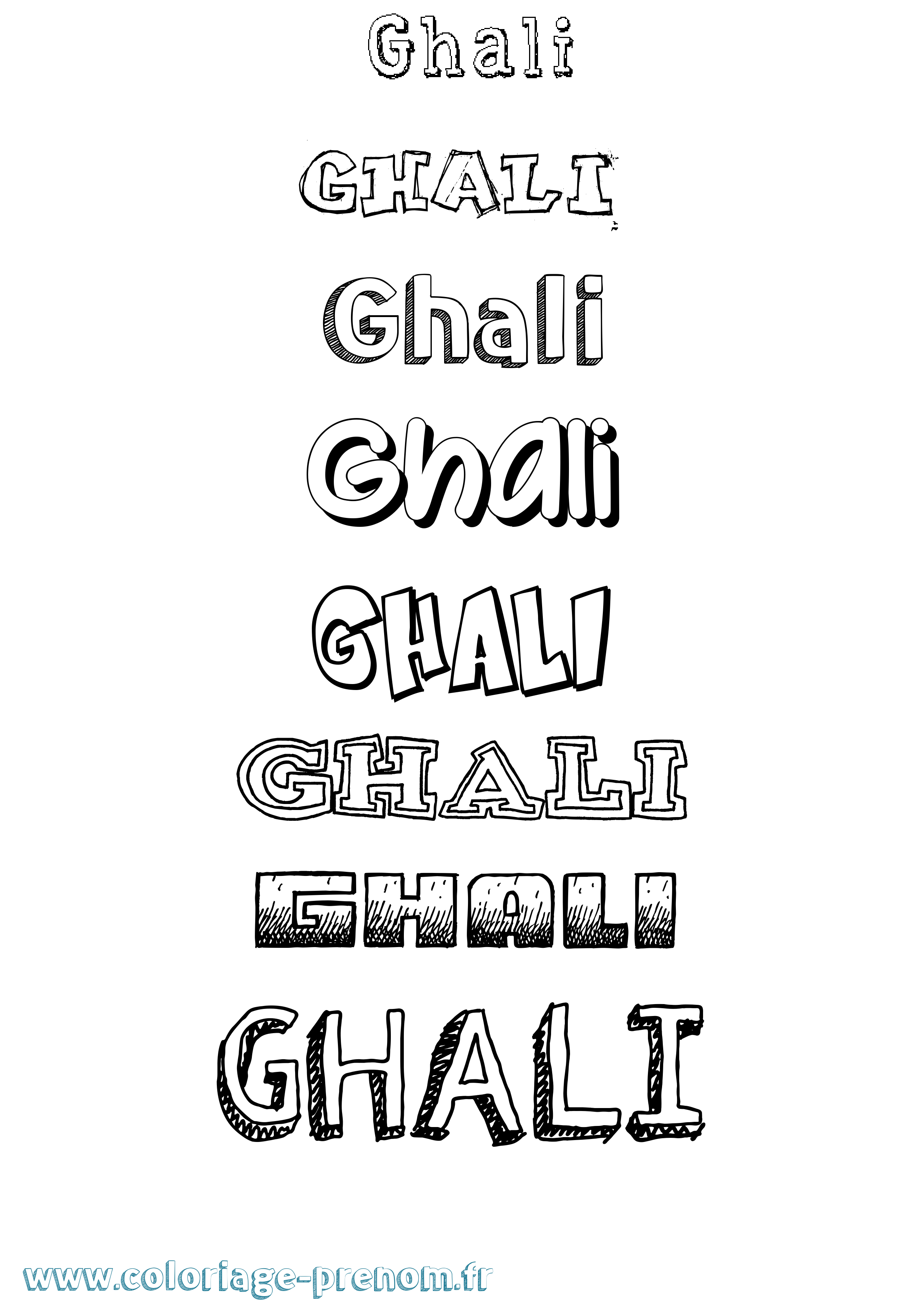 Coloriage prénom Ghali Dessiné