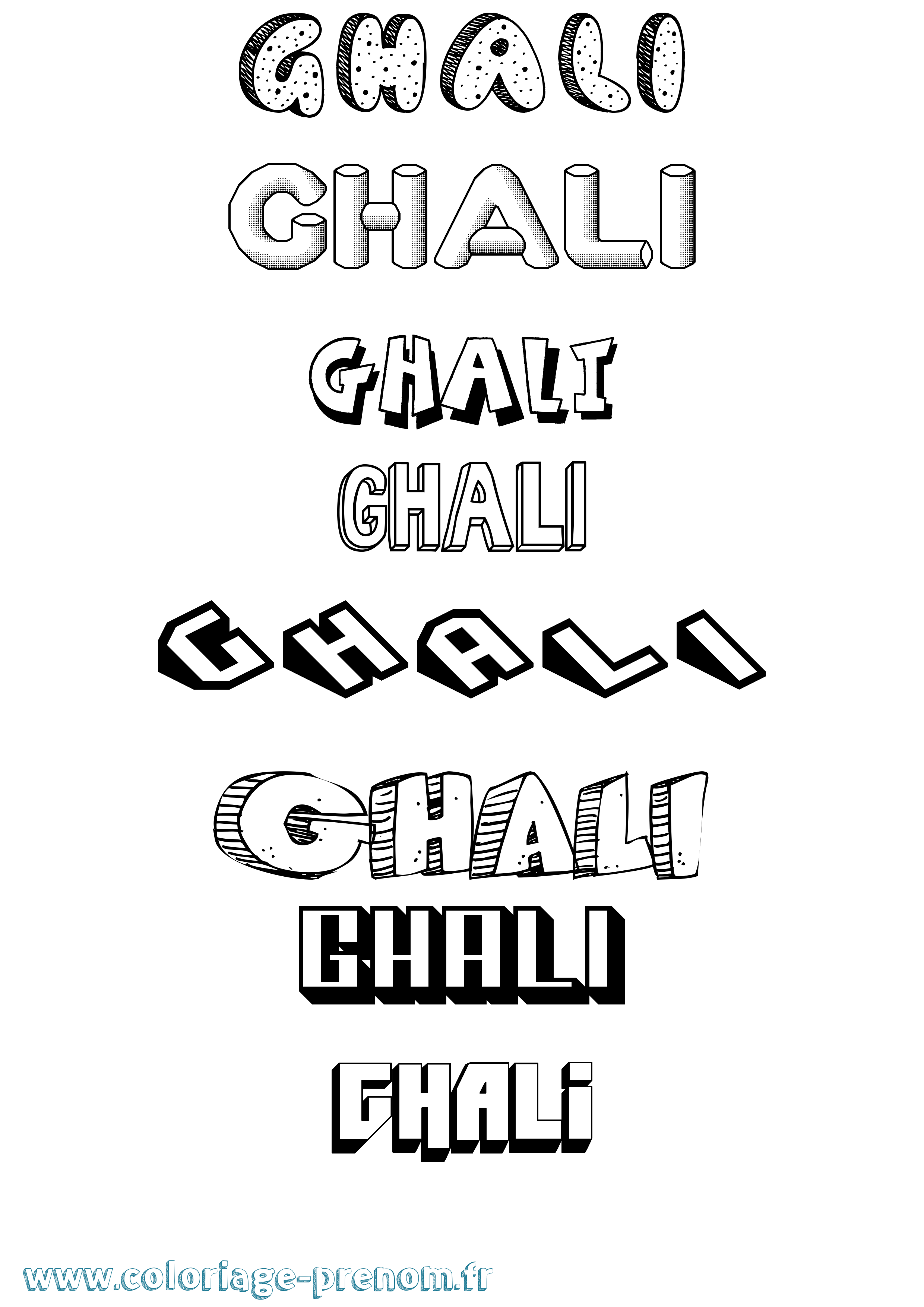 Coloriage prénom Ghali Effet 3D