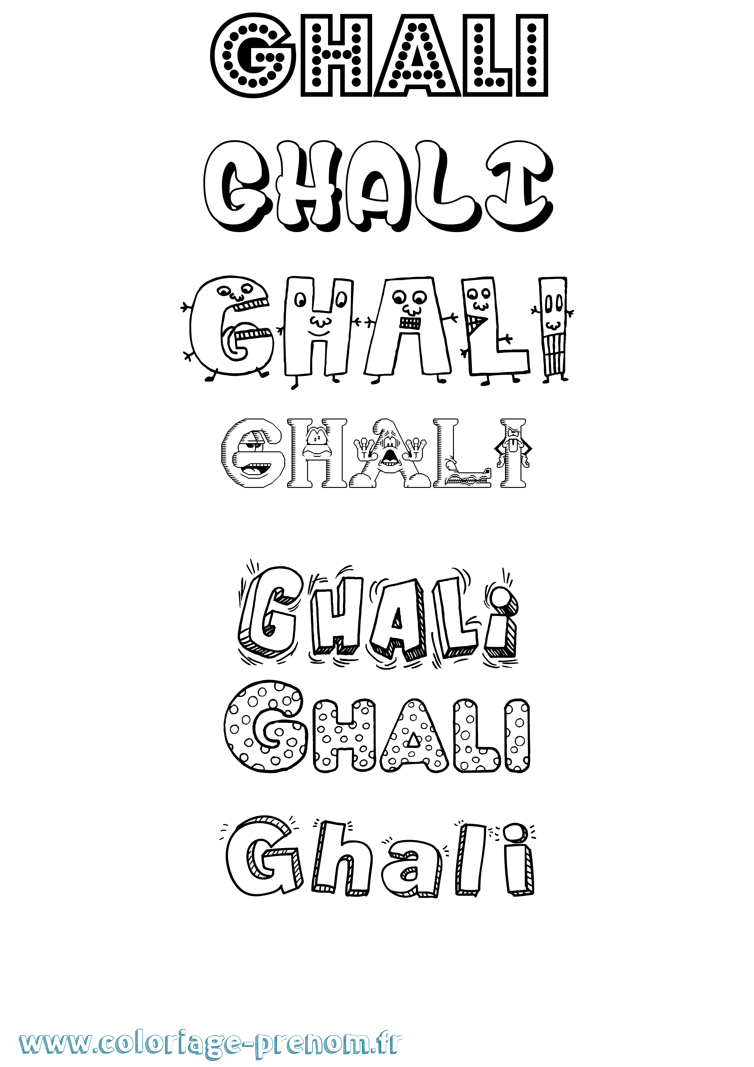 Coloriage prénom Ghali Fun