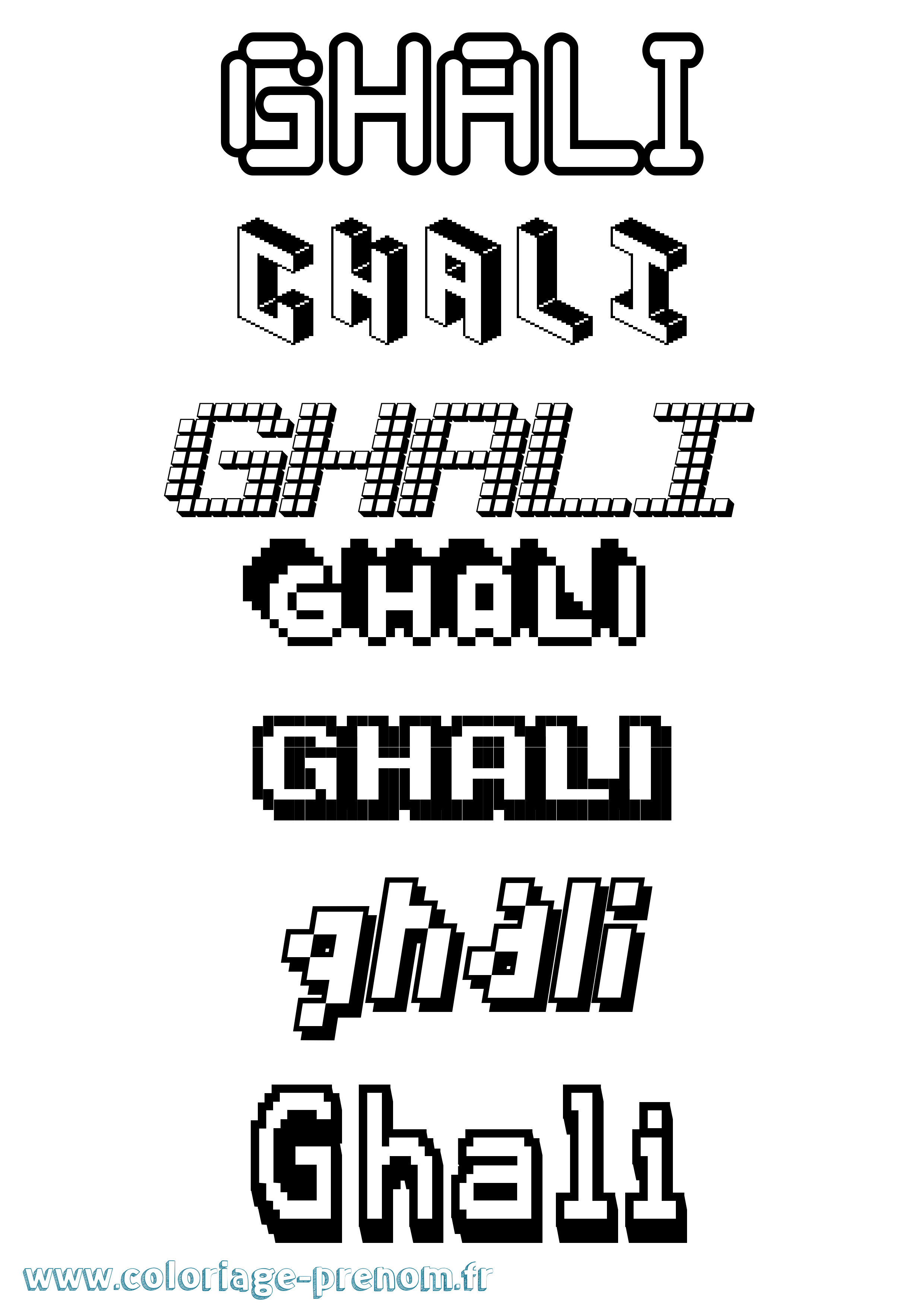 Coloriage prénom Ghali Pixel