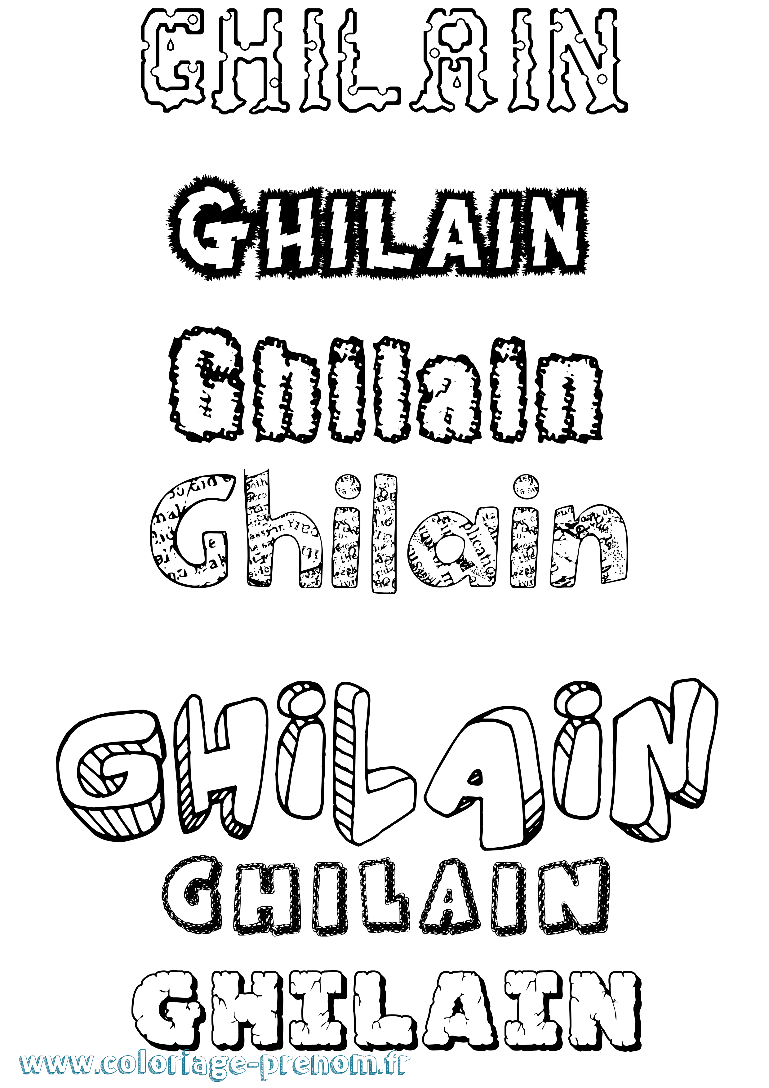 Coloriage prénom Ghilain Destructuré