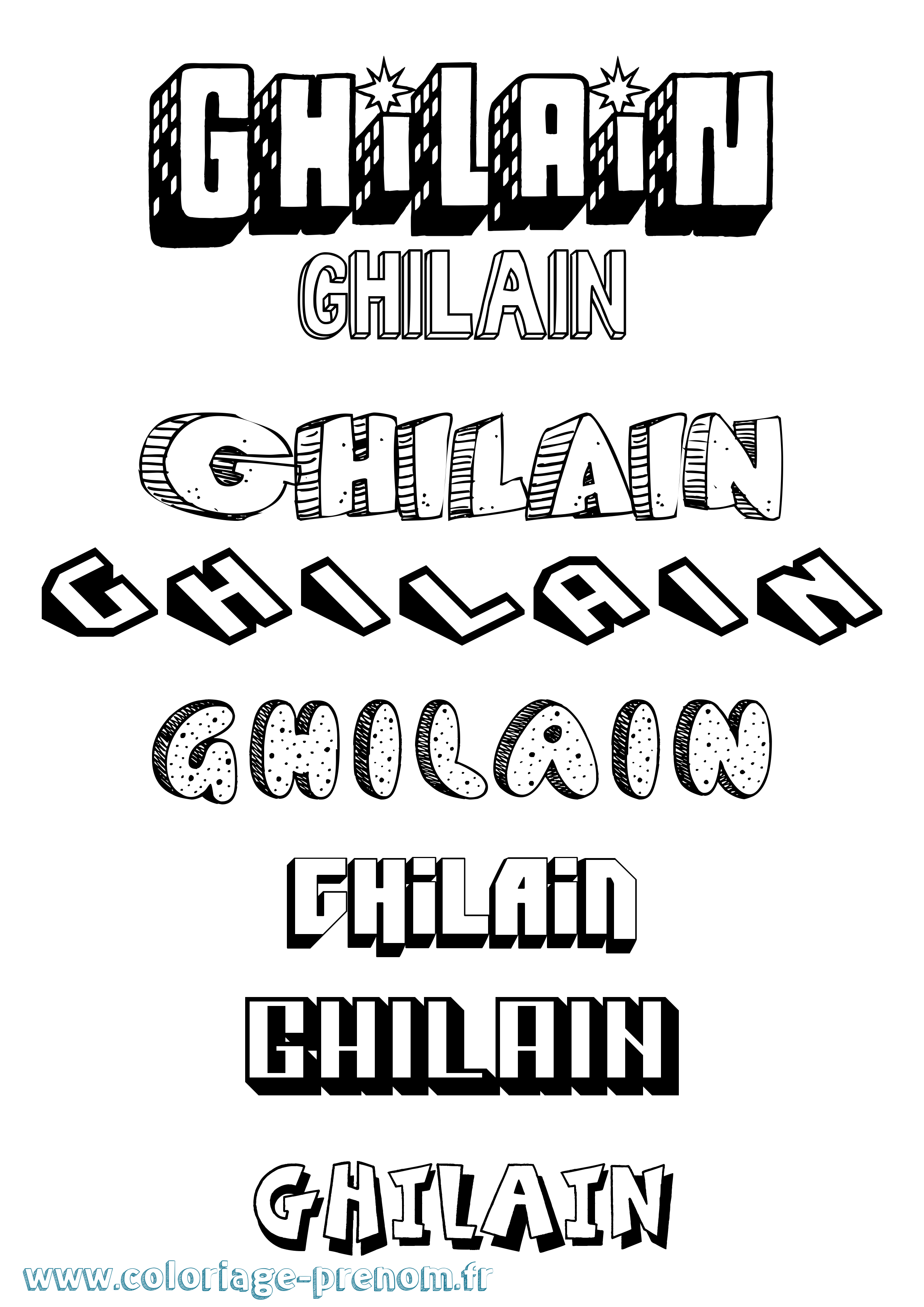 Coloriage prénom Ghilain Effet 3D