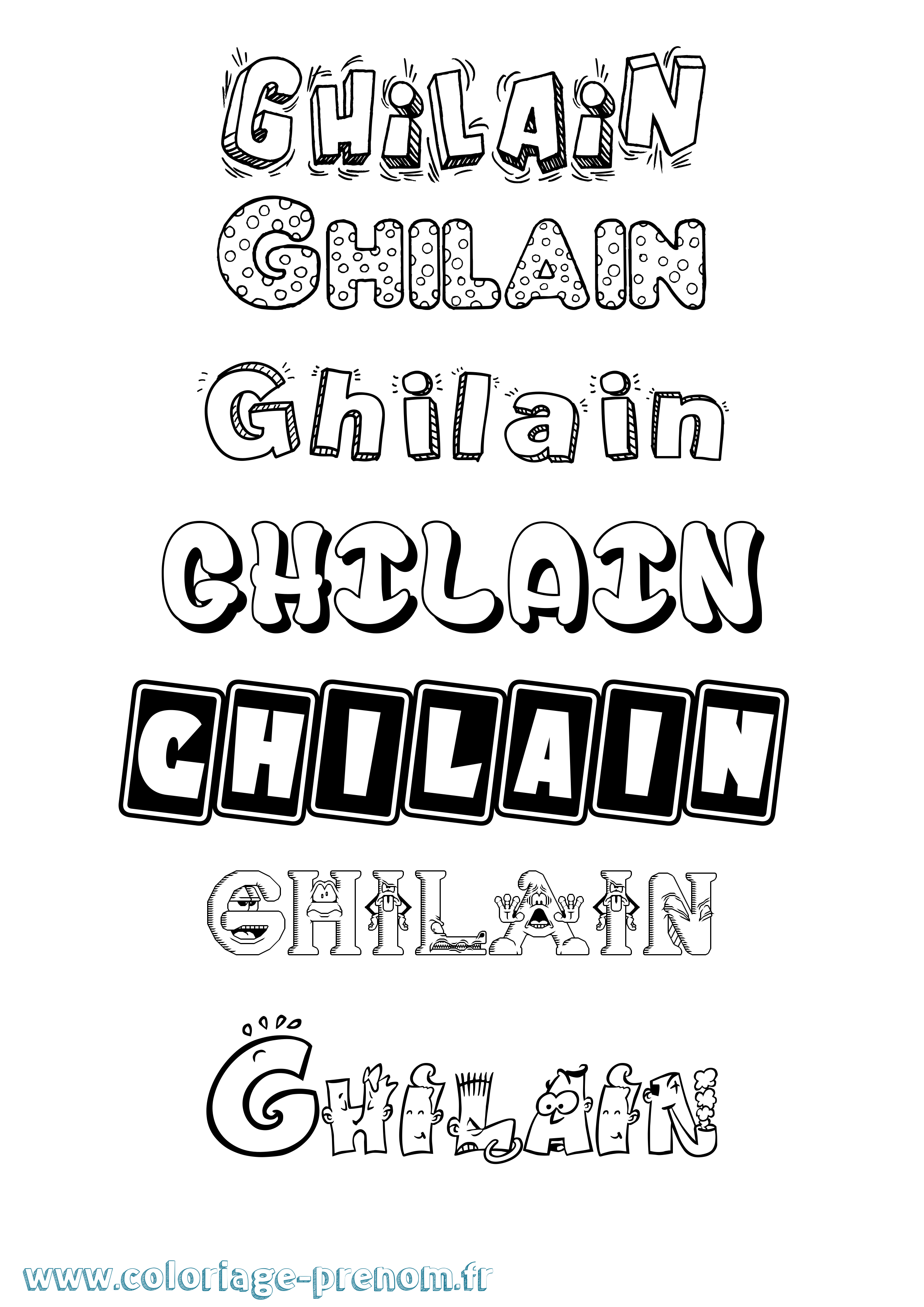 Coloriage prénom Ghilain Fun