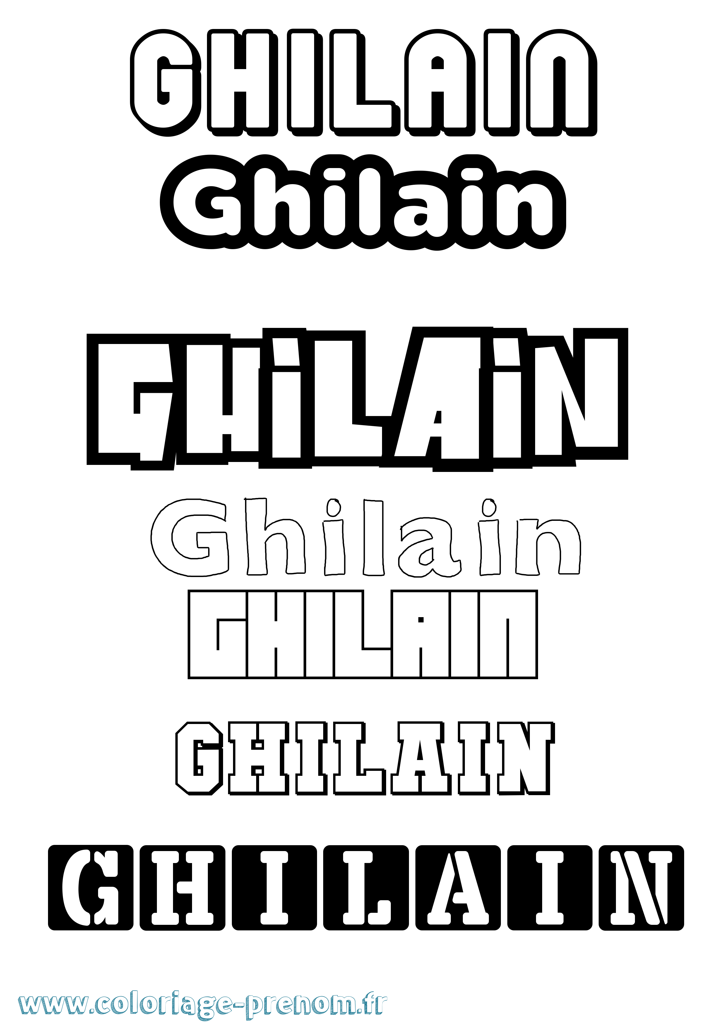 Coloriage prénom Ghilain Simple