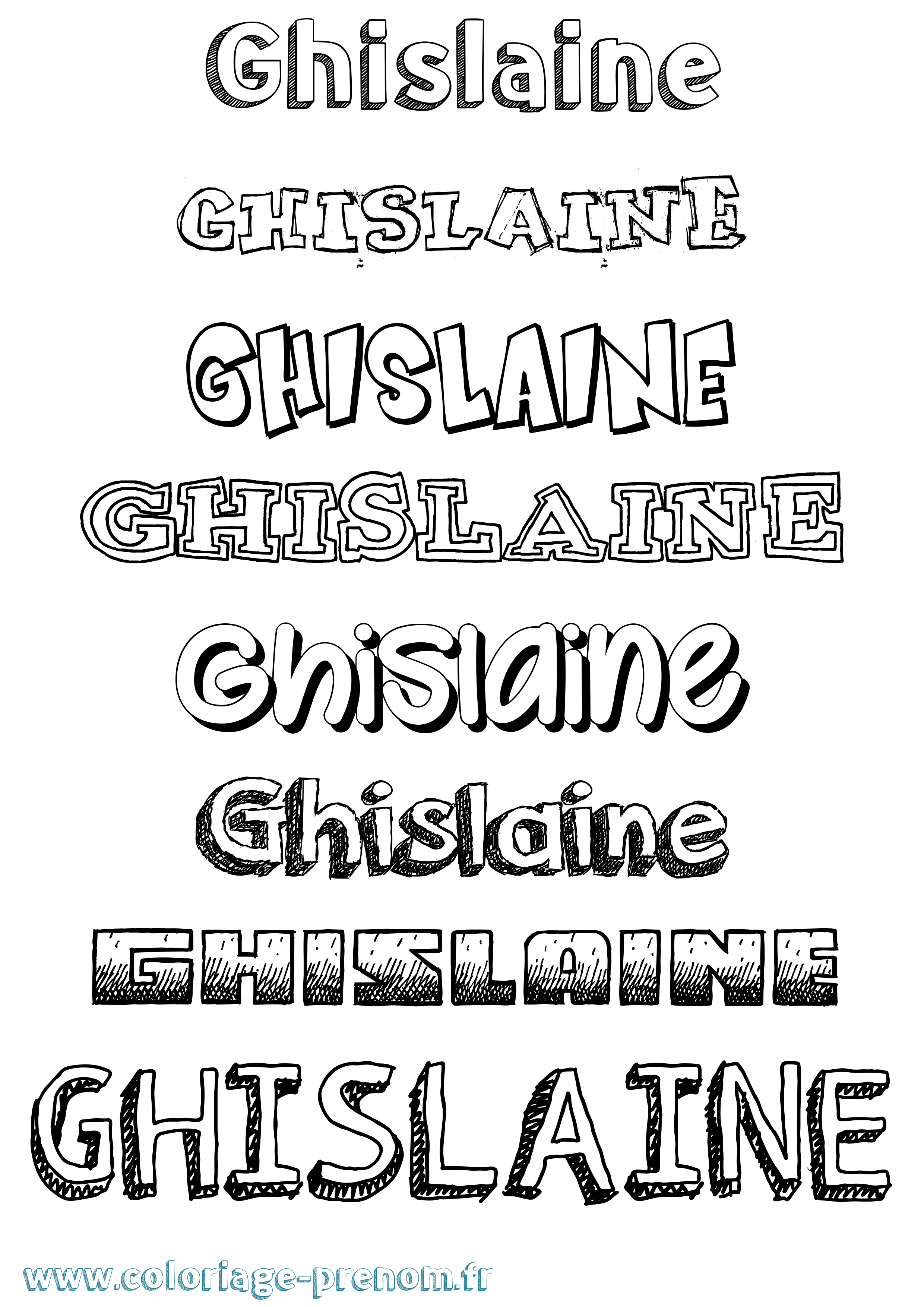 Coloriage prénom Ghislaine Dessiné
