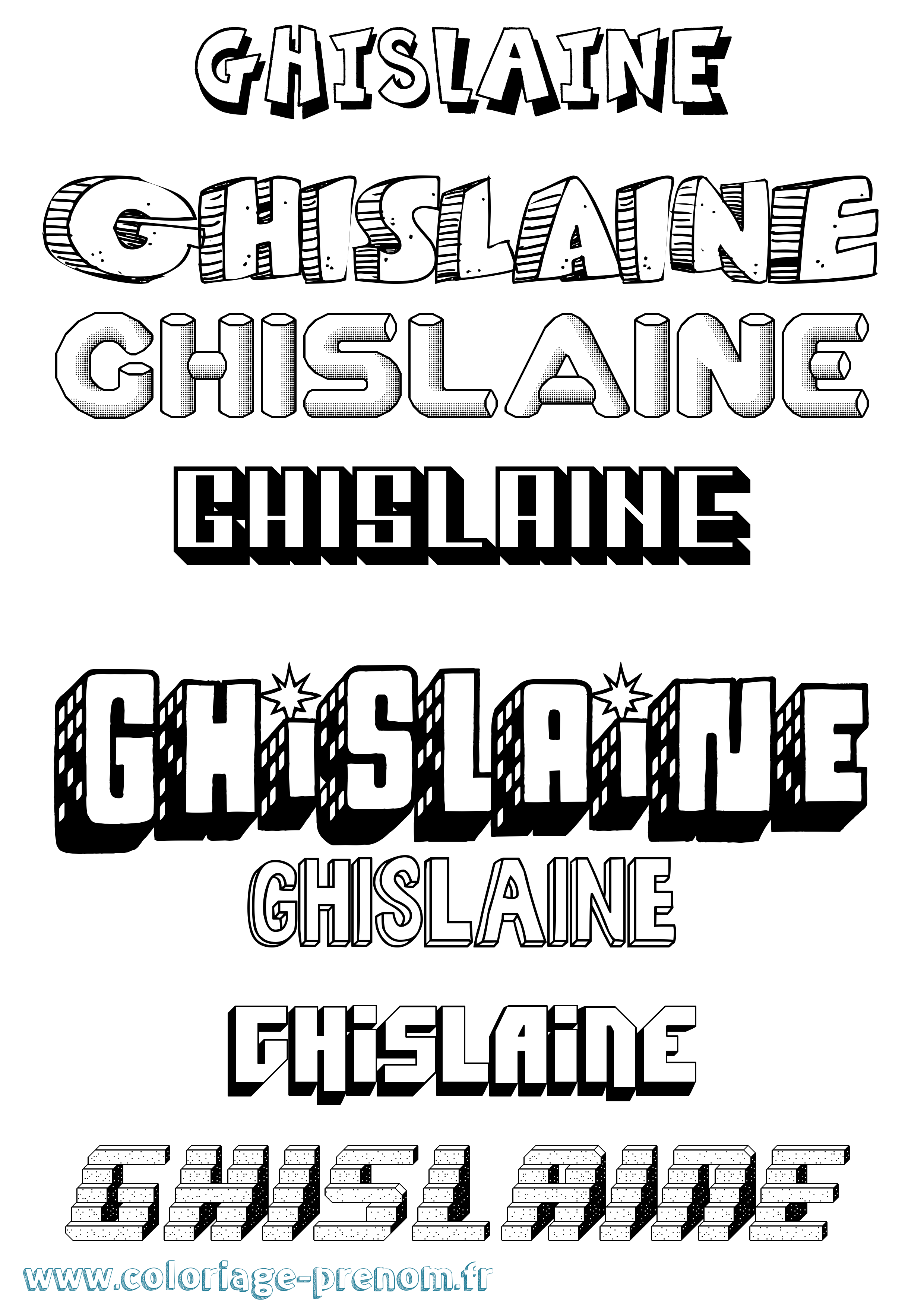 Coloriage prénom Ghislaine Effet 3D