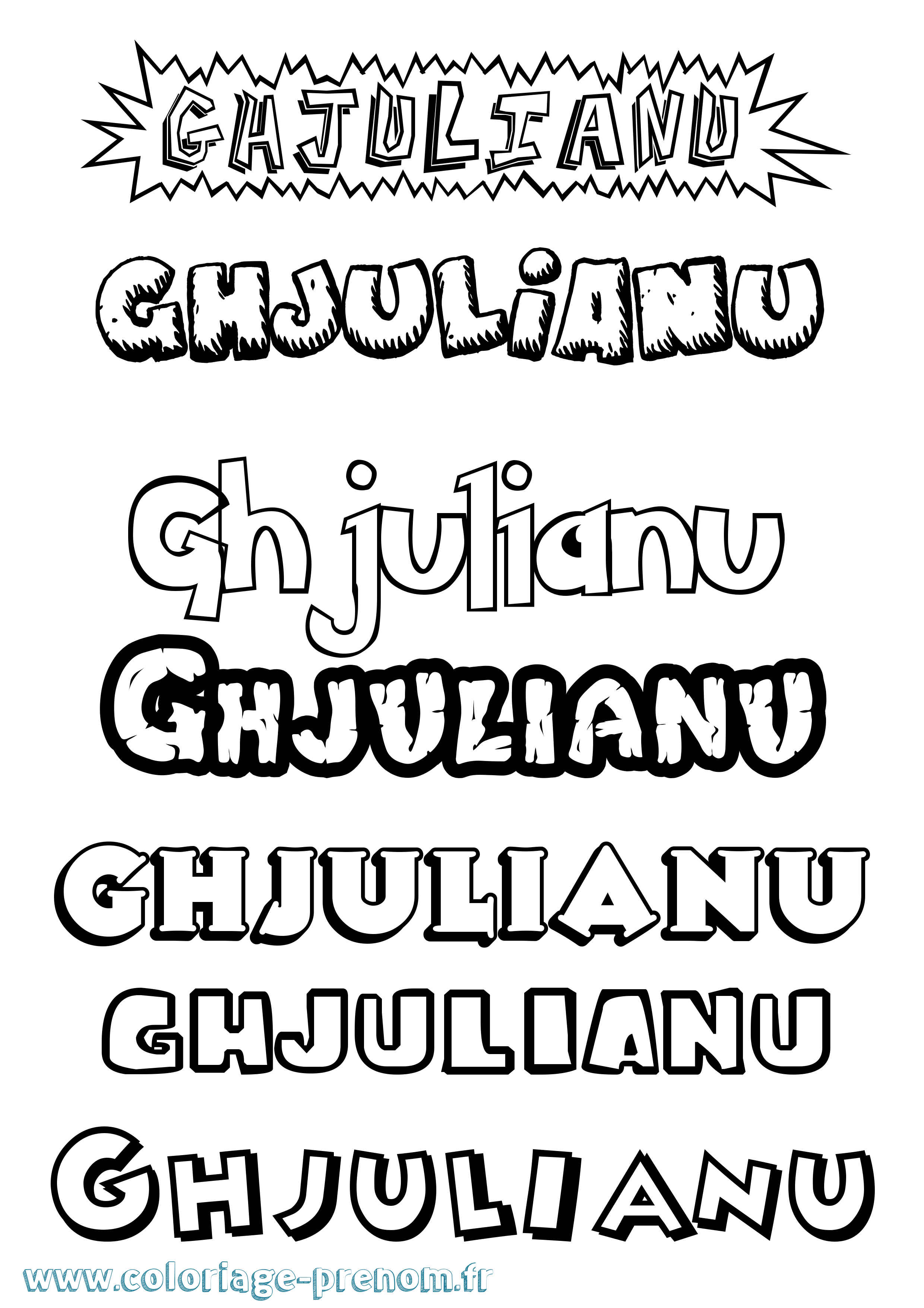 Coloriage Ghjulianu Dessin Animé Coloriage prénom Ghjulianu Dessin Animé
