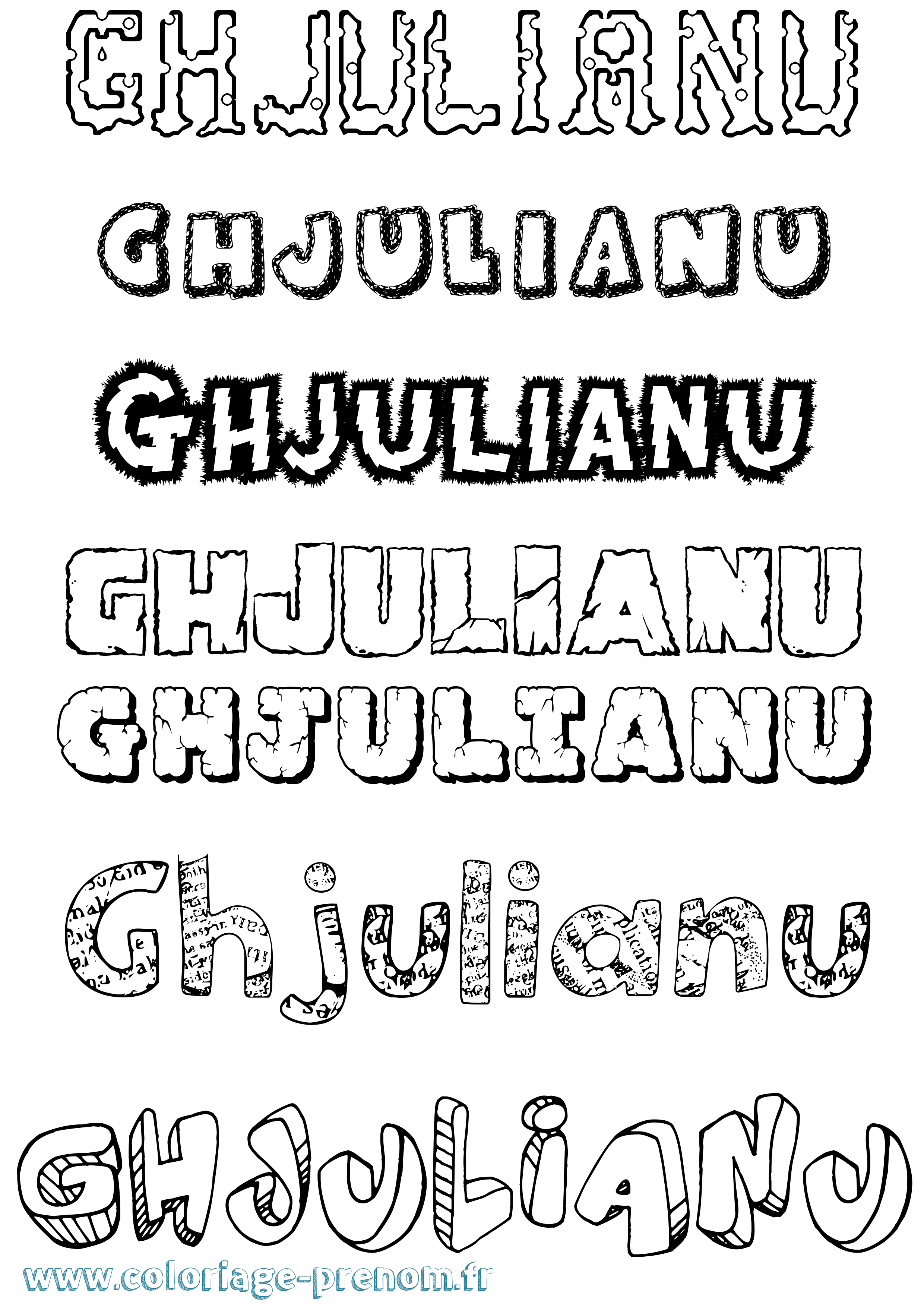 Coloriage Ghjulianu Destructuré Coloriage prénom Ghjulianu Destructuré