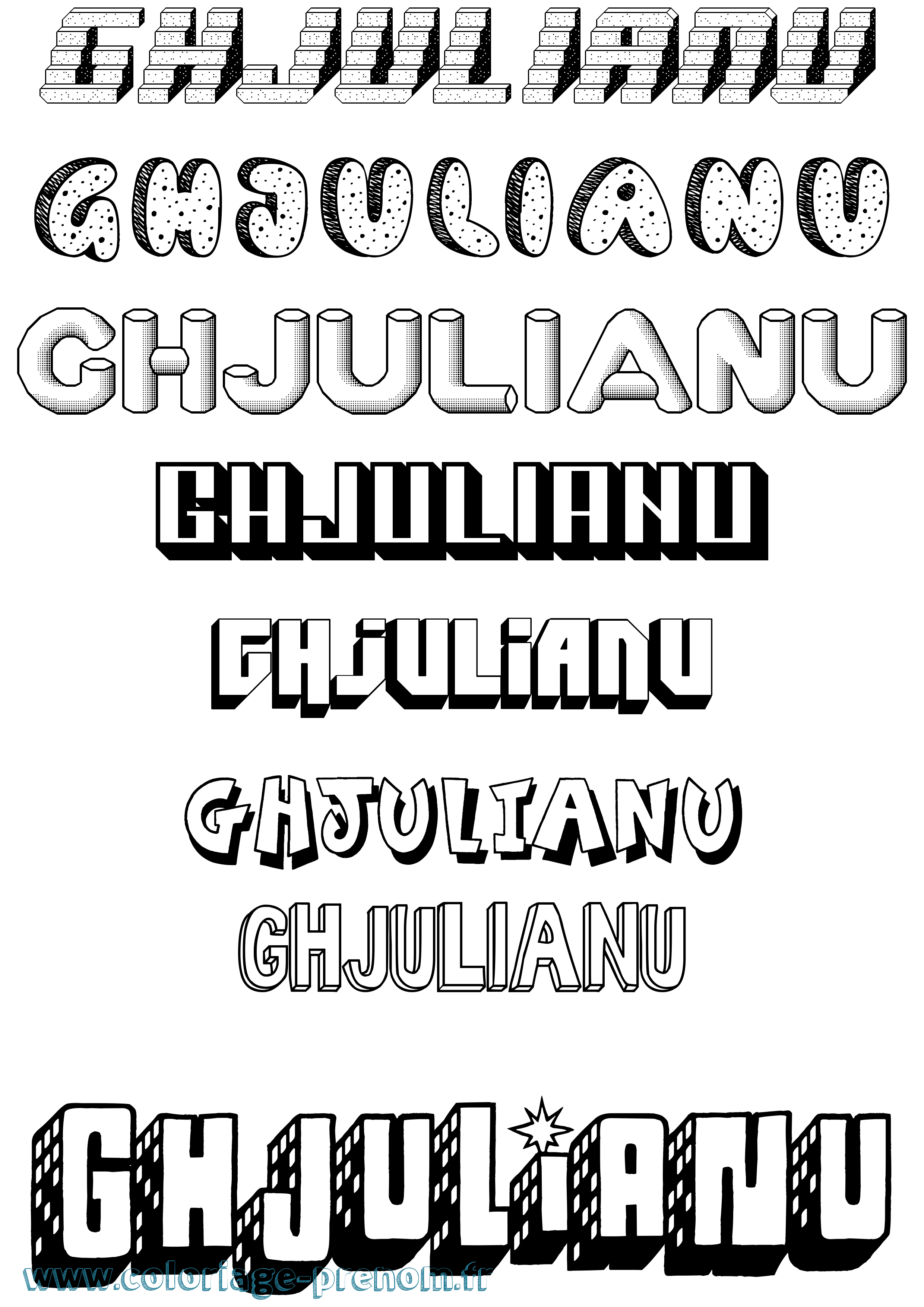 Coloriage Ghjulianu Effet 3D Coloriage prénom Ghjulianu Effet 3D