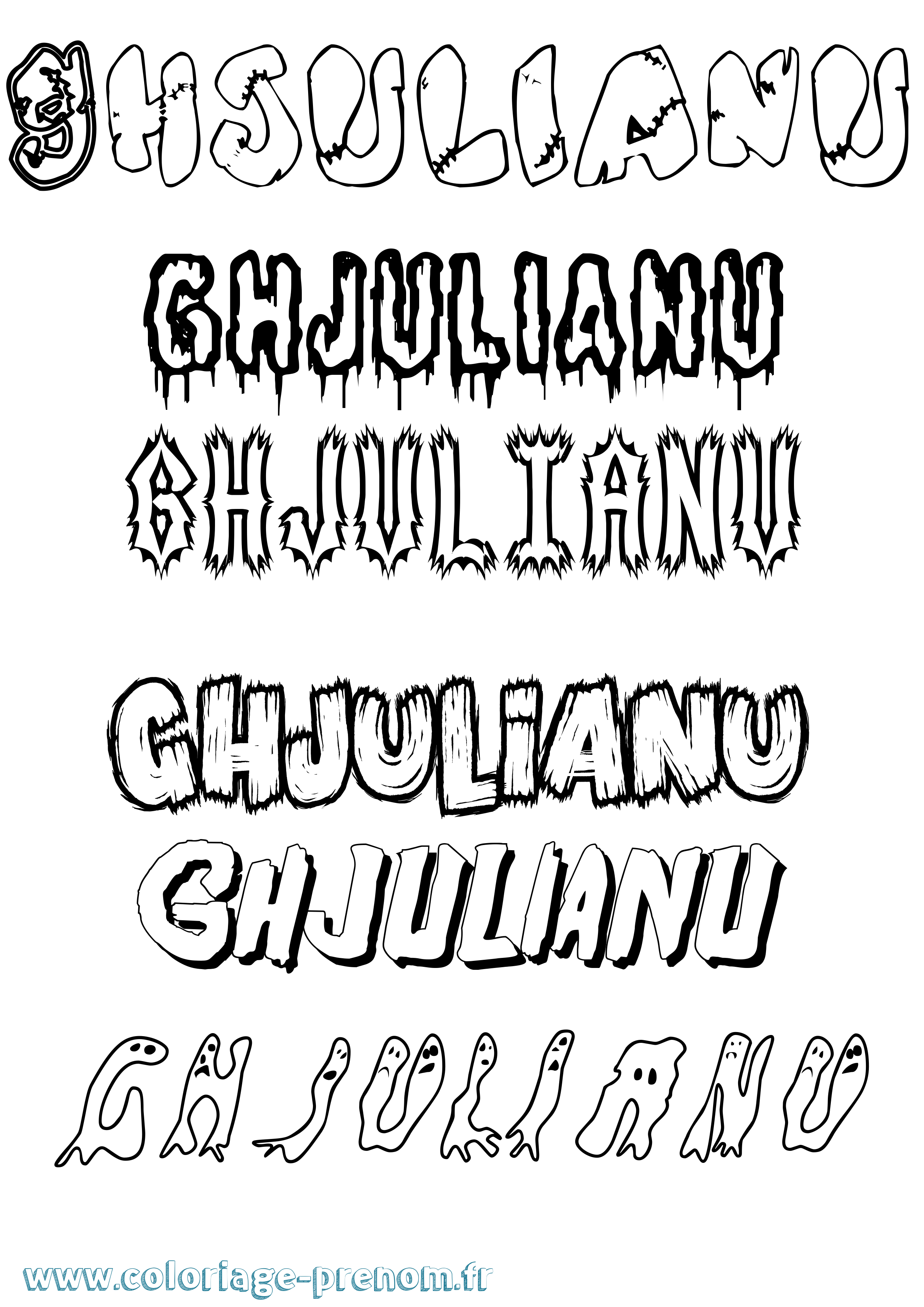 Coloriage Ghjulianu Frisson Coloriage prénom Ghjulianu Frisson