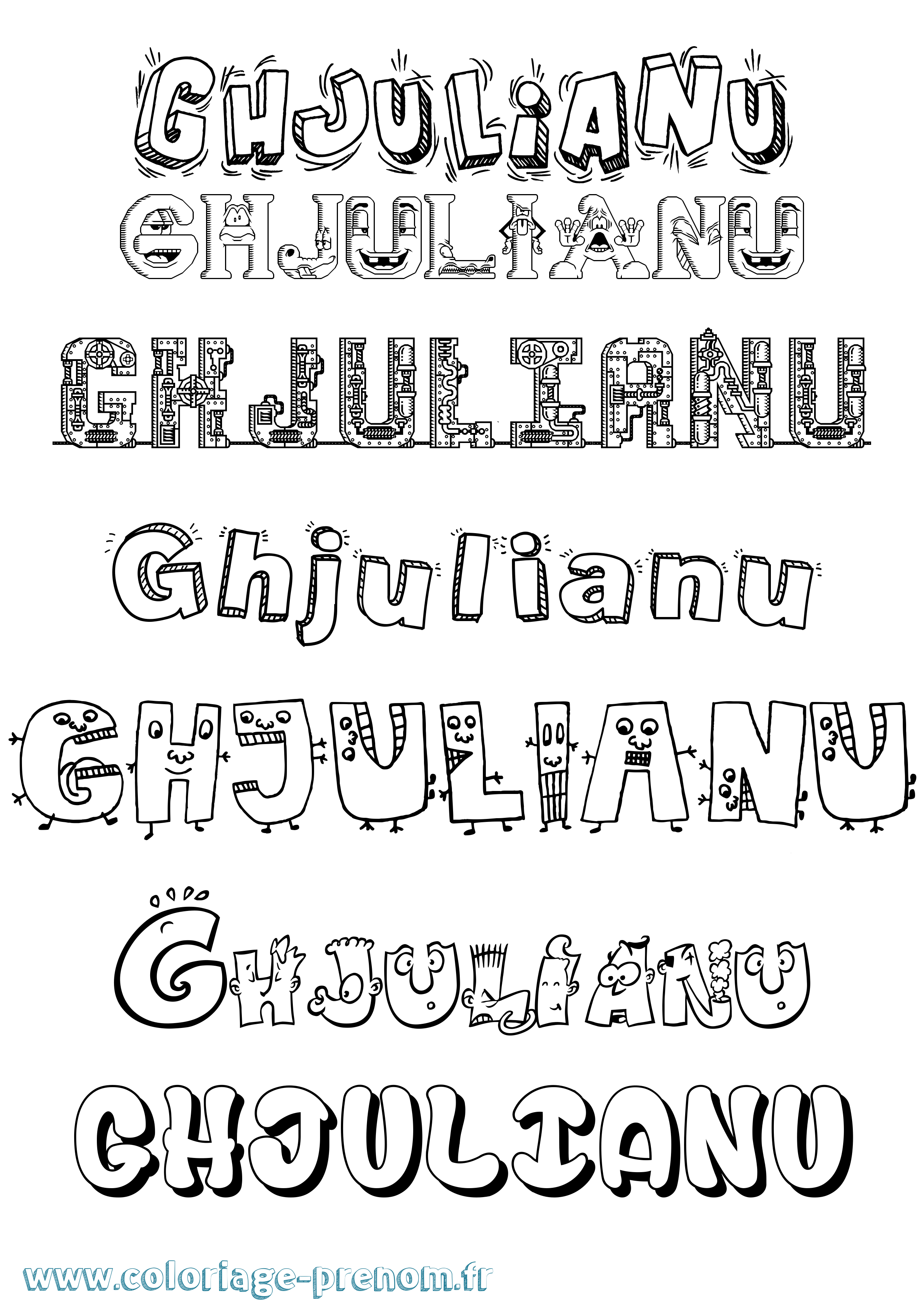 Coloriage Ghjulianu Fun Coloriage prénom Ghjulianu Fun