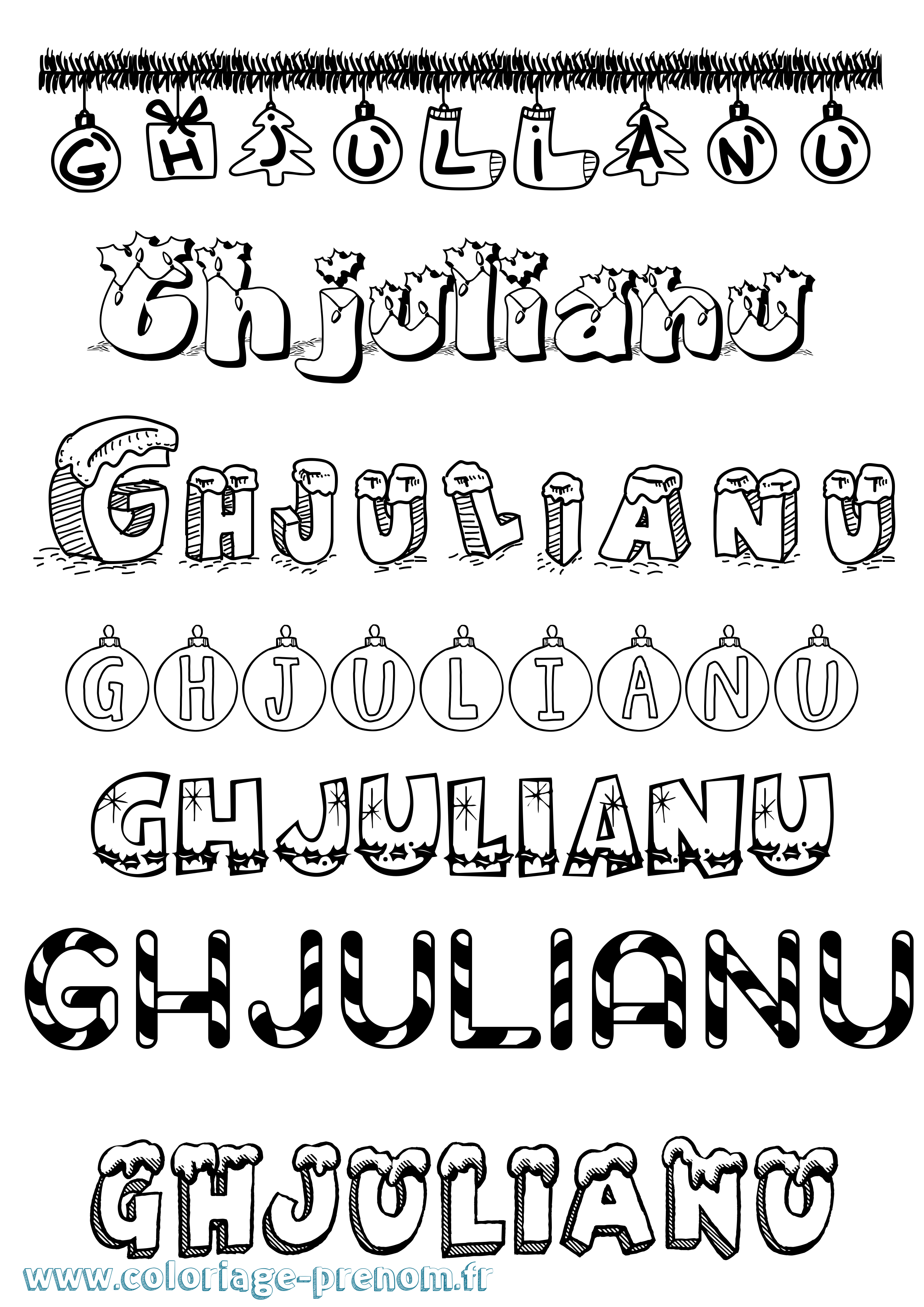 Coloriage Ghjulianu Noël Coloriage prénom Ghjulianu Noël