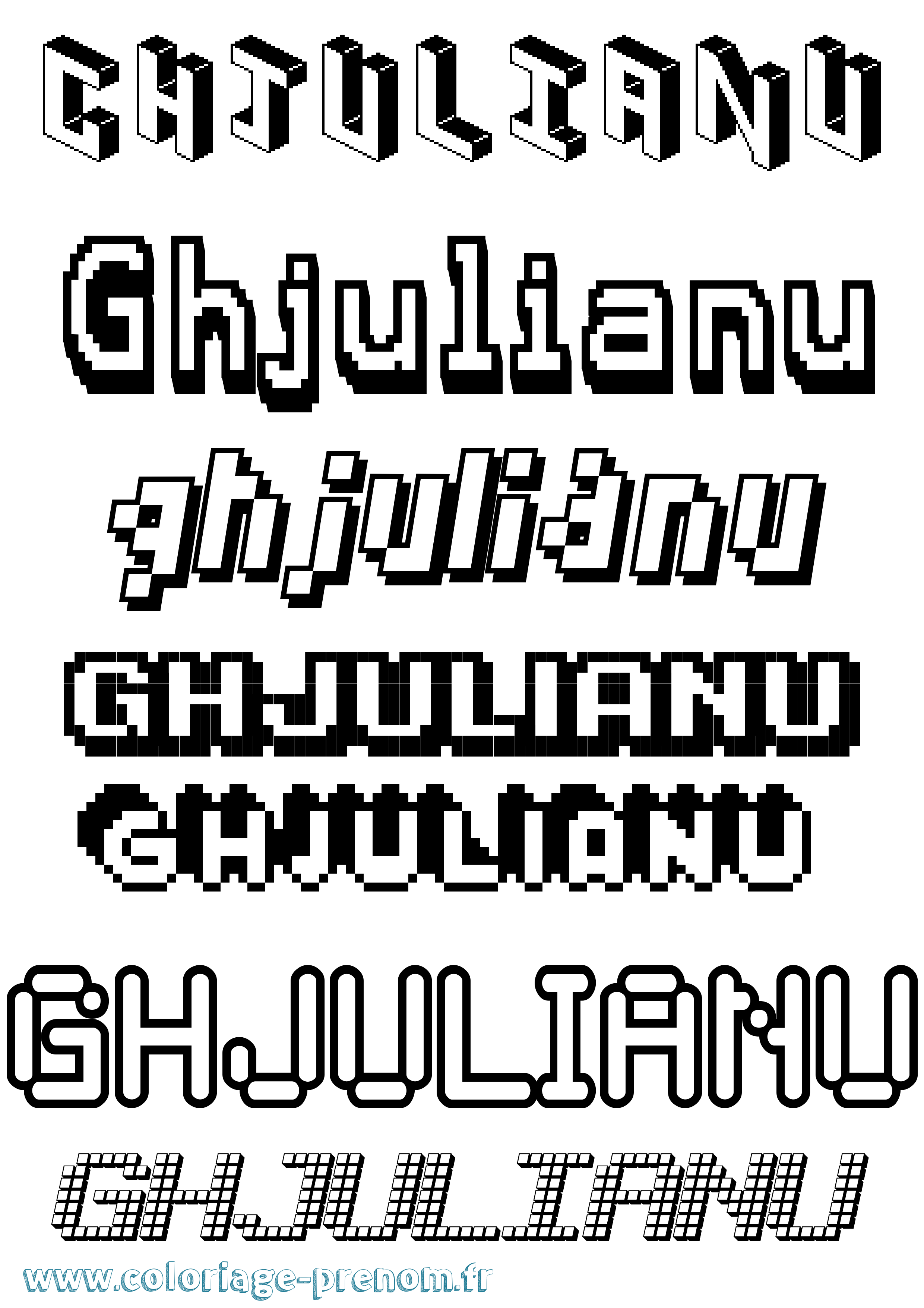Coloriage Ghjulianu Pixel Coloriage prénom Ghjulianu Pixel