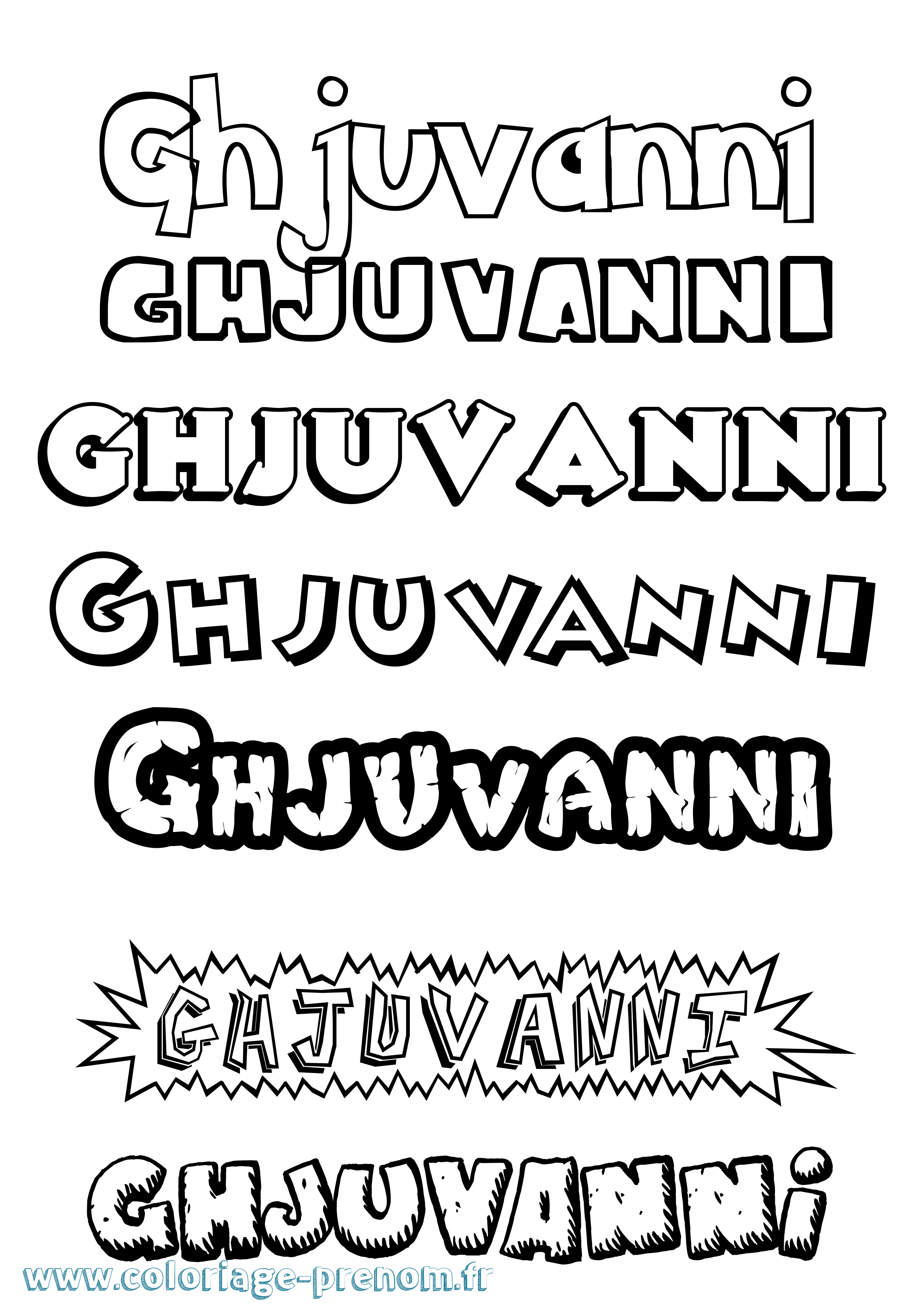 Coloriage prénom Ghjuvanni Dessin Animé