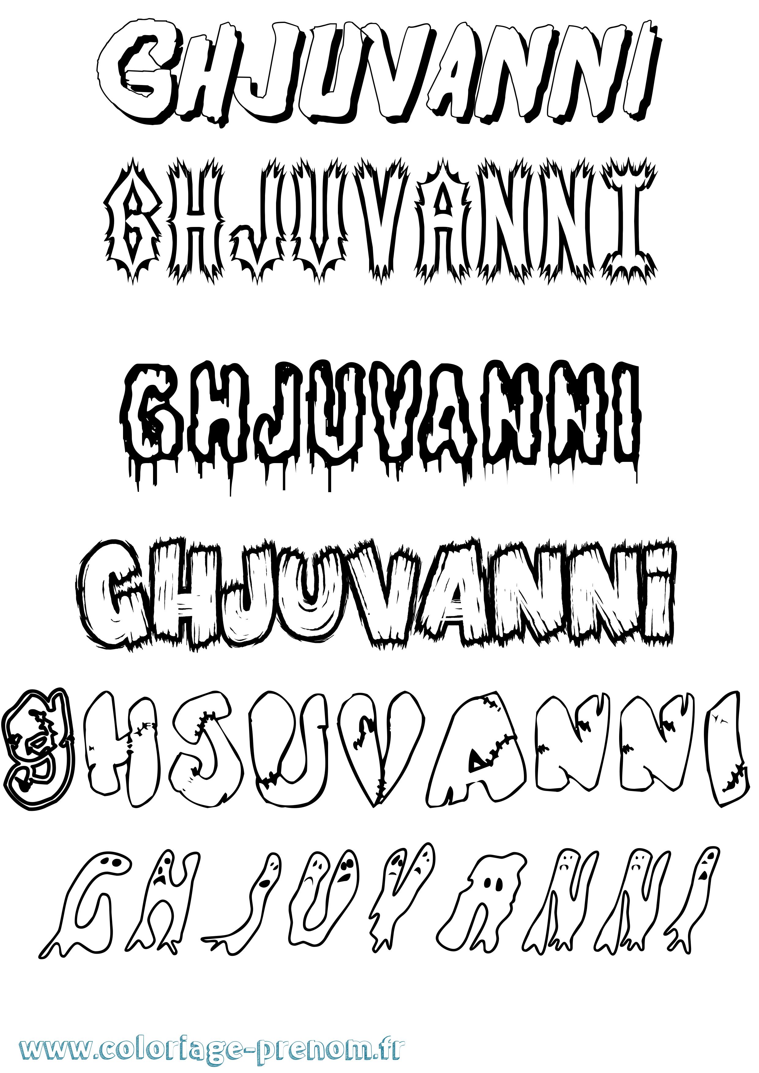 Coloriage prénom Ghjuvanni Frisson