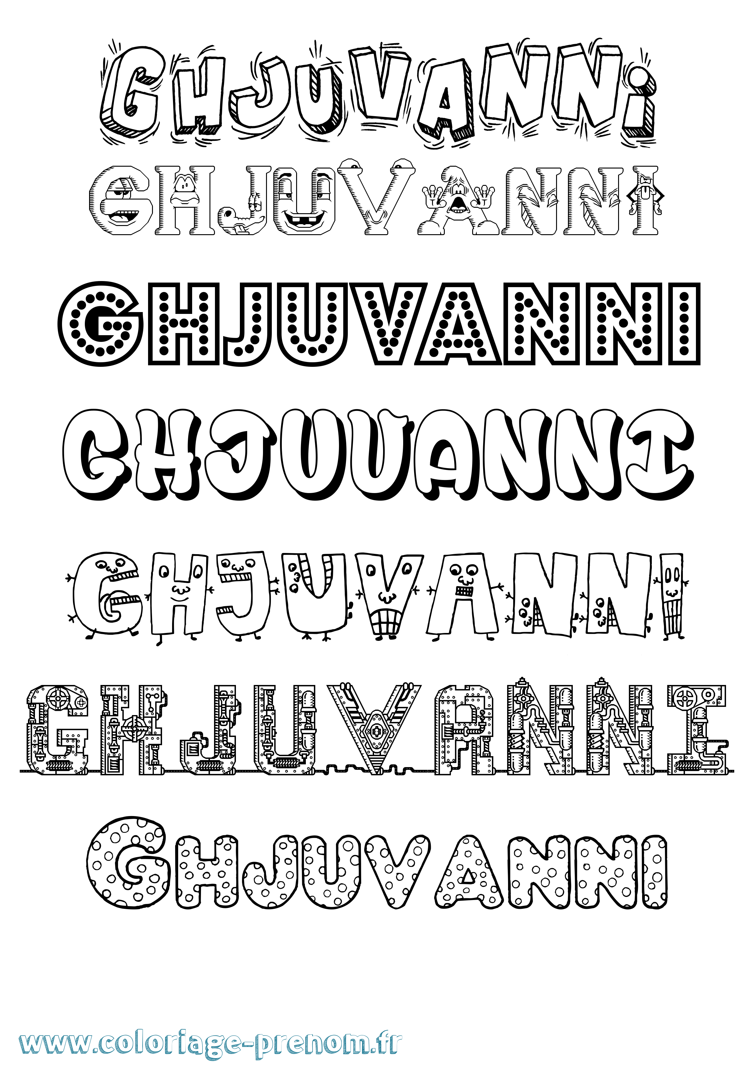 Coloriage prénom Ghjuvanni Fun