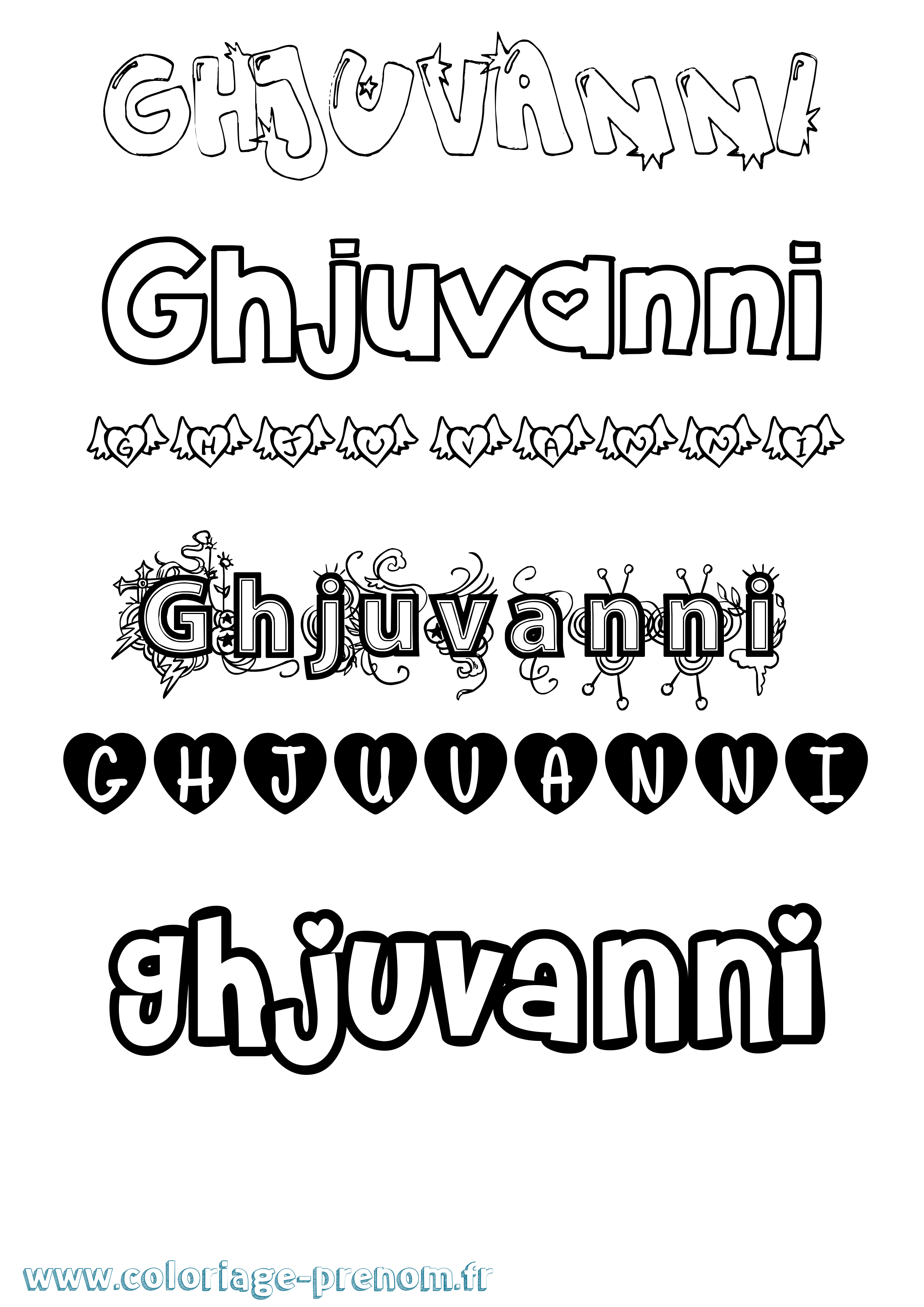 Coloriage prénom Ghjuvanni Girly