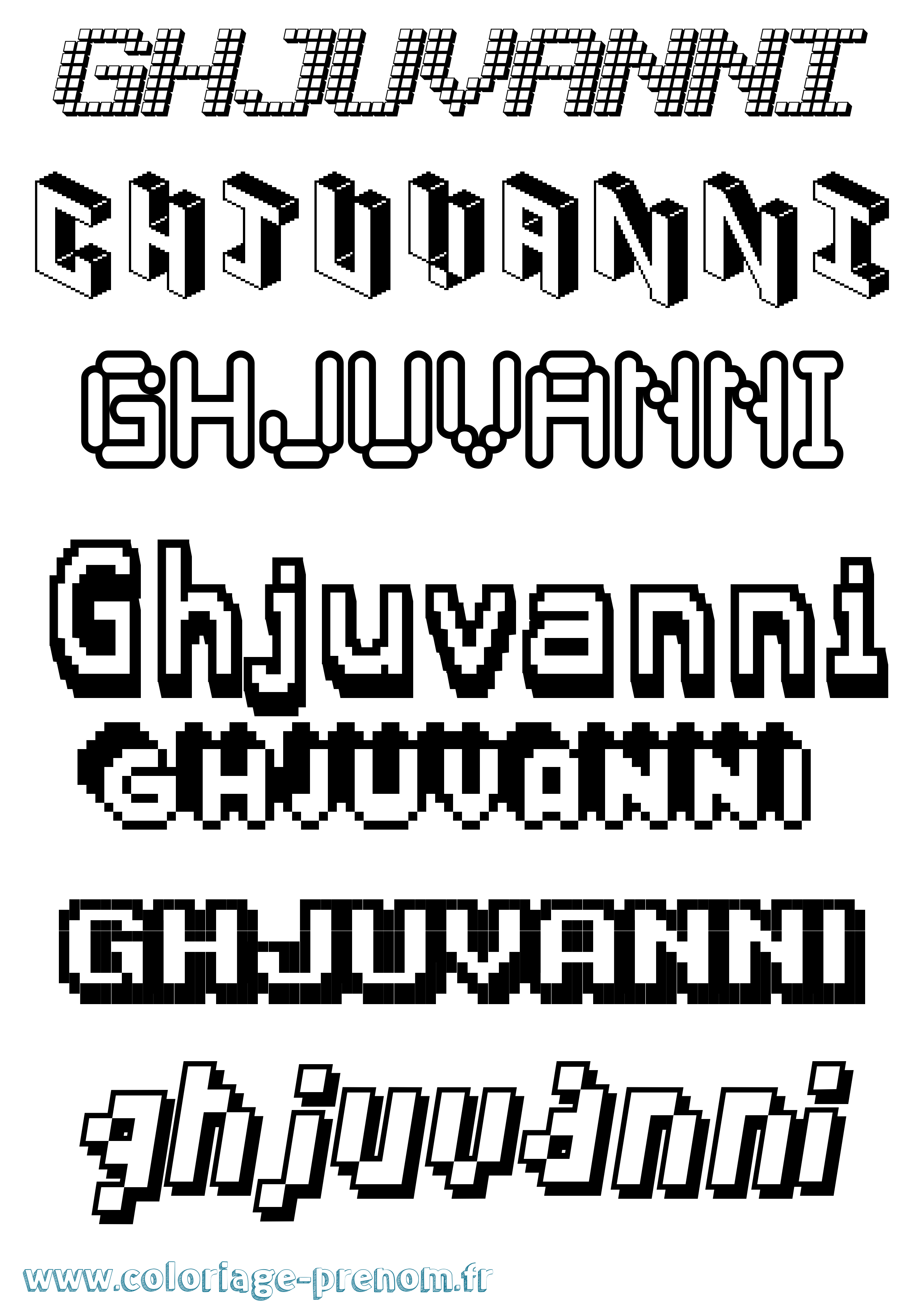 Coloriage prénom Ghjuvanni Pixel