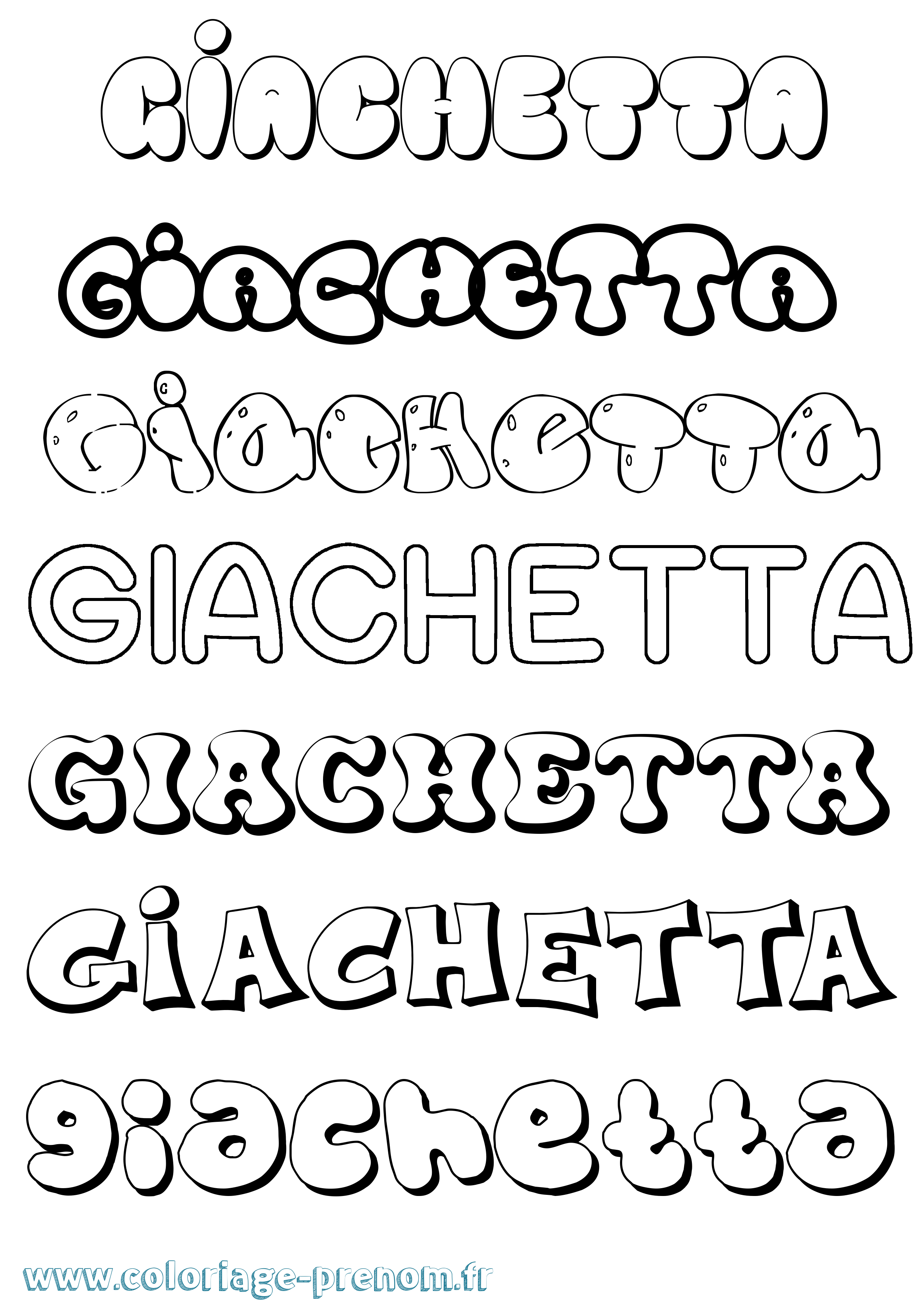 Coloriage prénom Giachetta Bubble