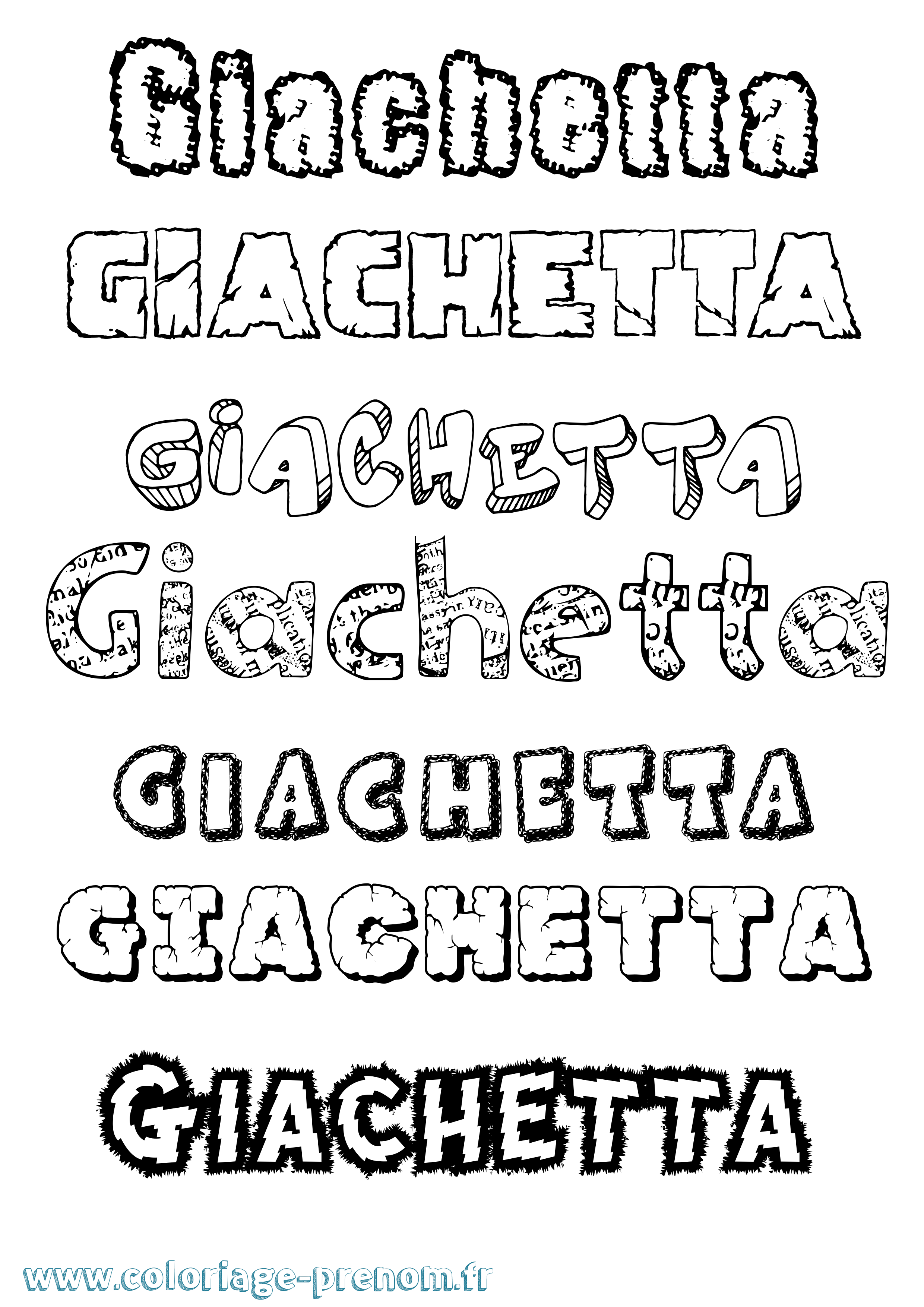 Coloriage prénom Giachetta Destructuré