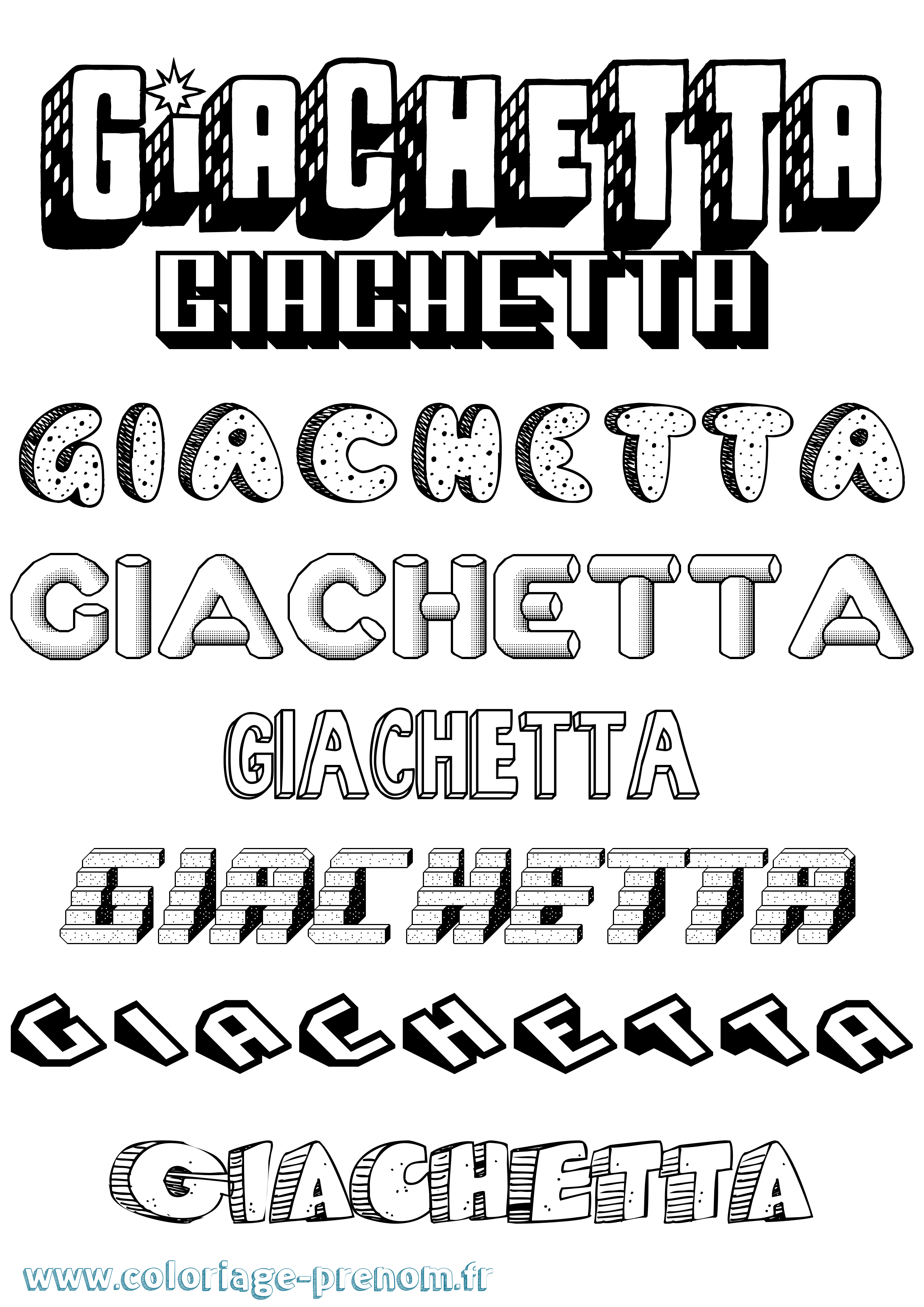 Coloriage prénom Giachetta Effet 3D