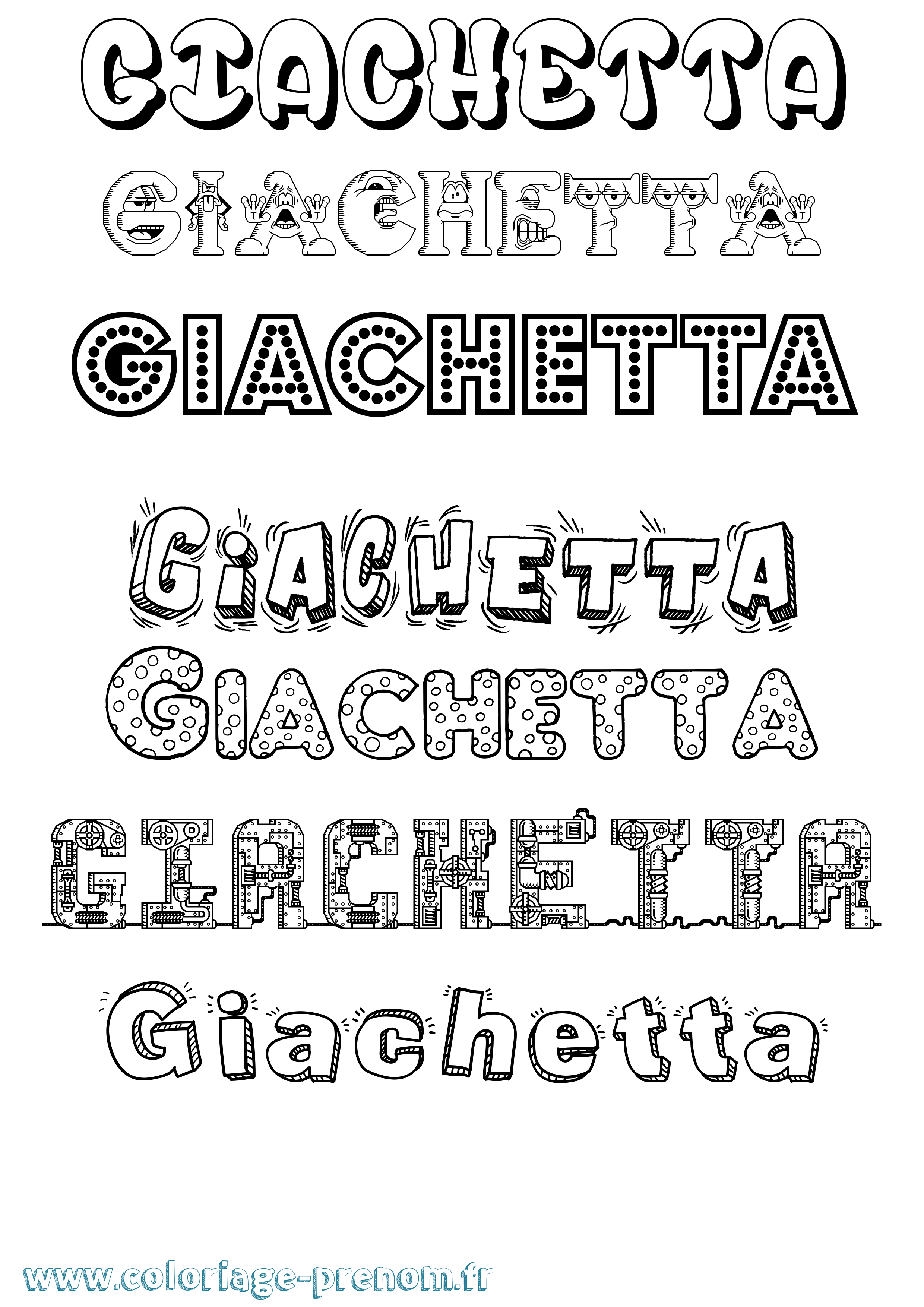 Coloriage prénom Giachetta Fun