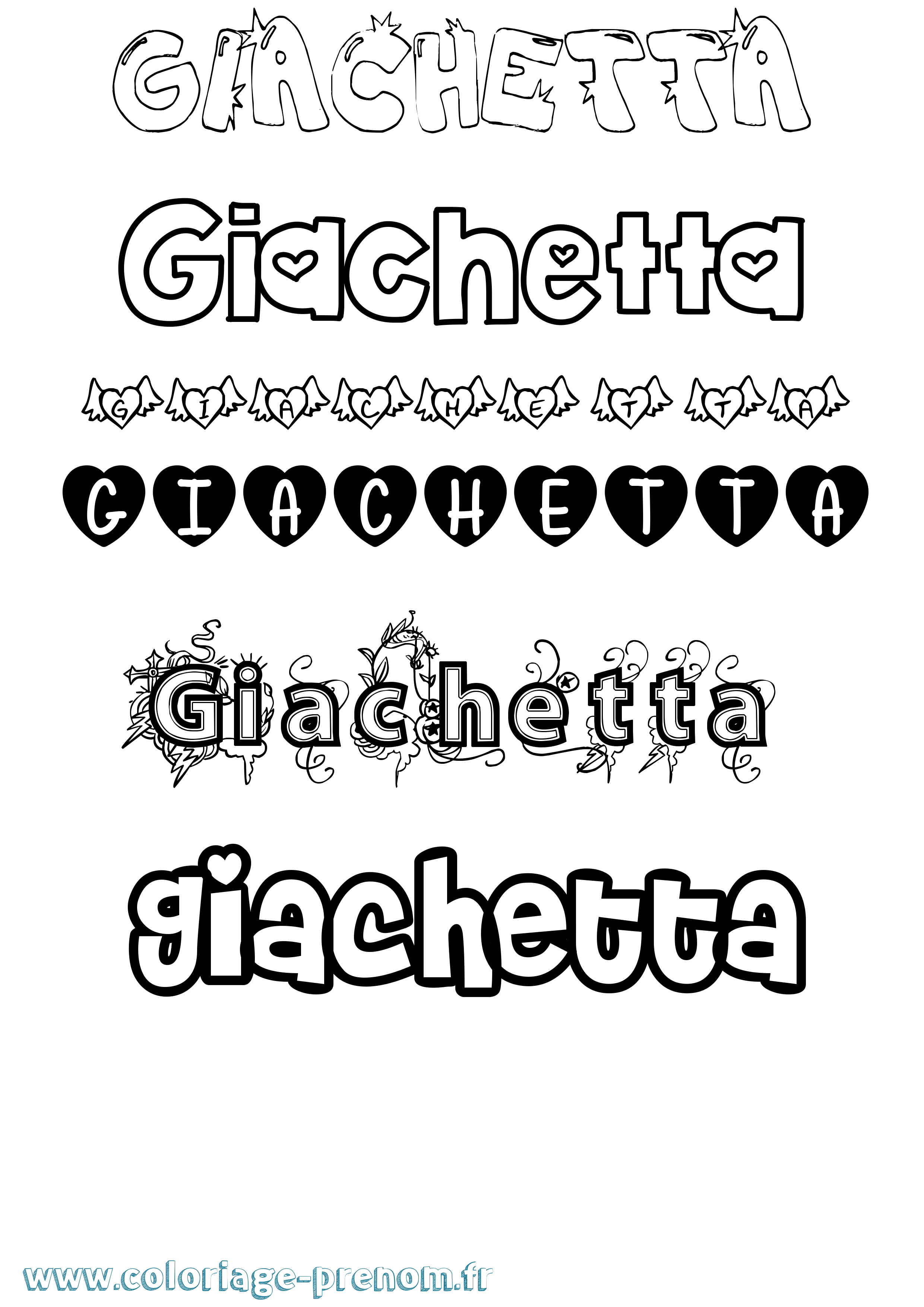 Coloriage prénom Giachetta Girly